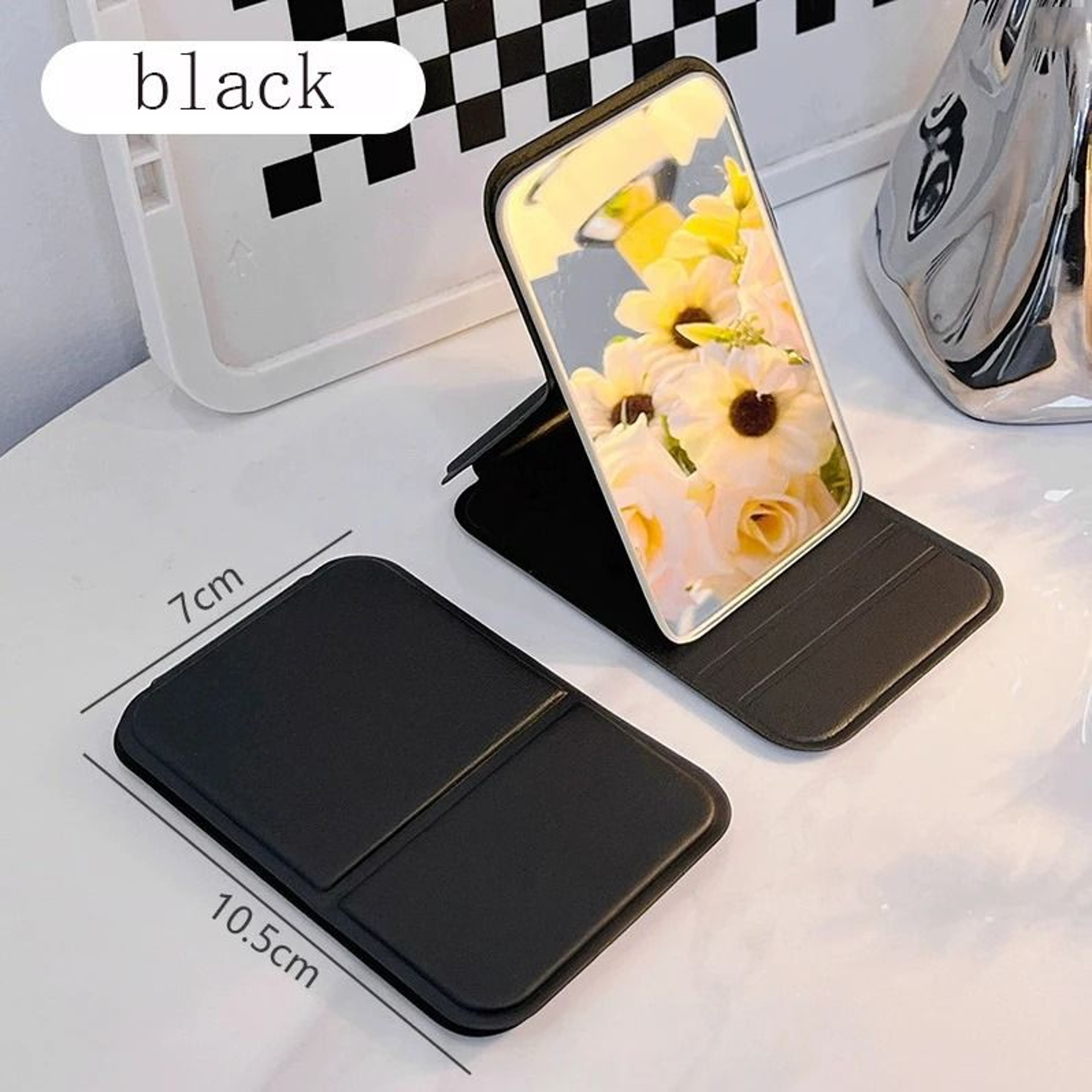 Personalized Folding Makeup Mirror Portable Standable Mini Travel Vanity Mirror 5