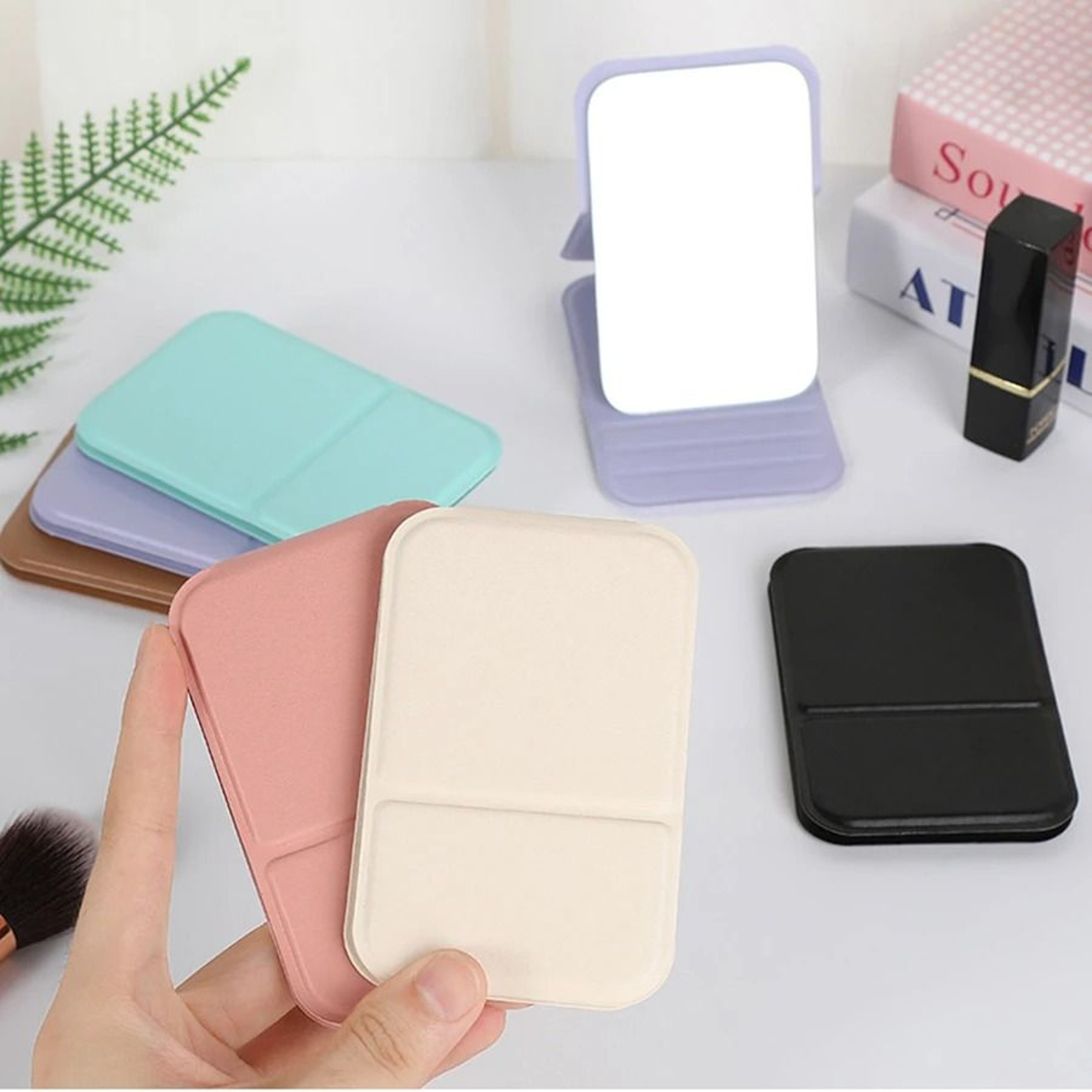 Personalized Folding Makeup Mirror Portable Standable Mini Travel Vanity Mirror 9