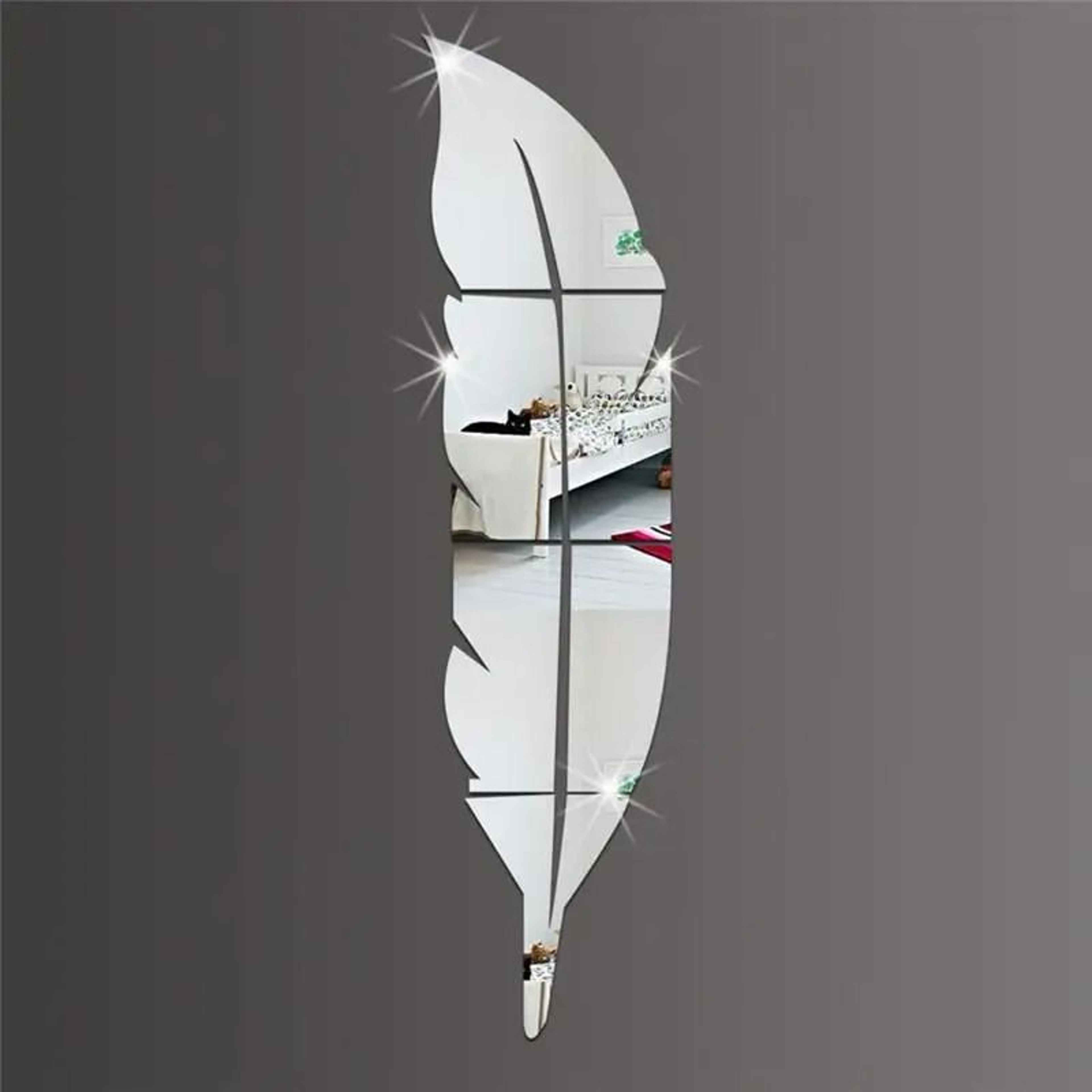 Silver Acrylic Mirror Sticker Peel And Stick Decorative Wall Mirror 3