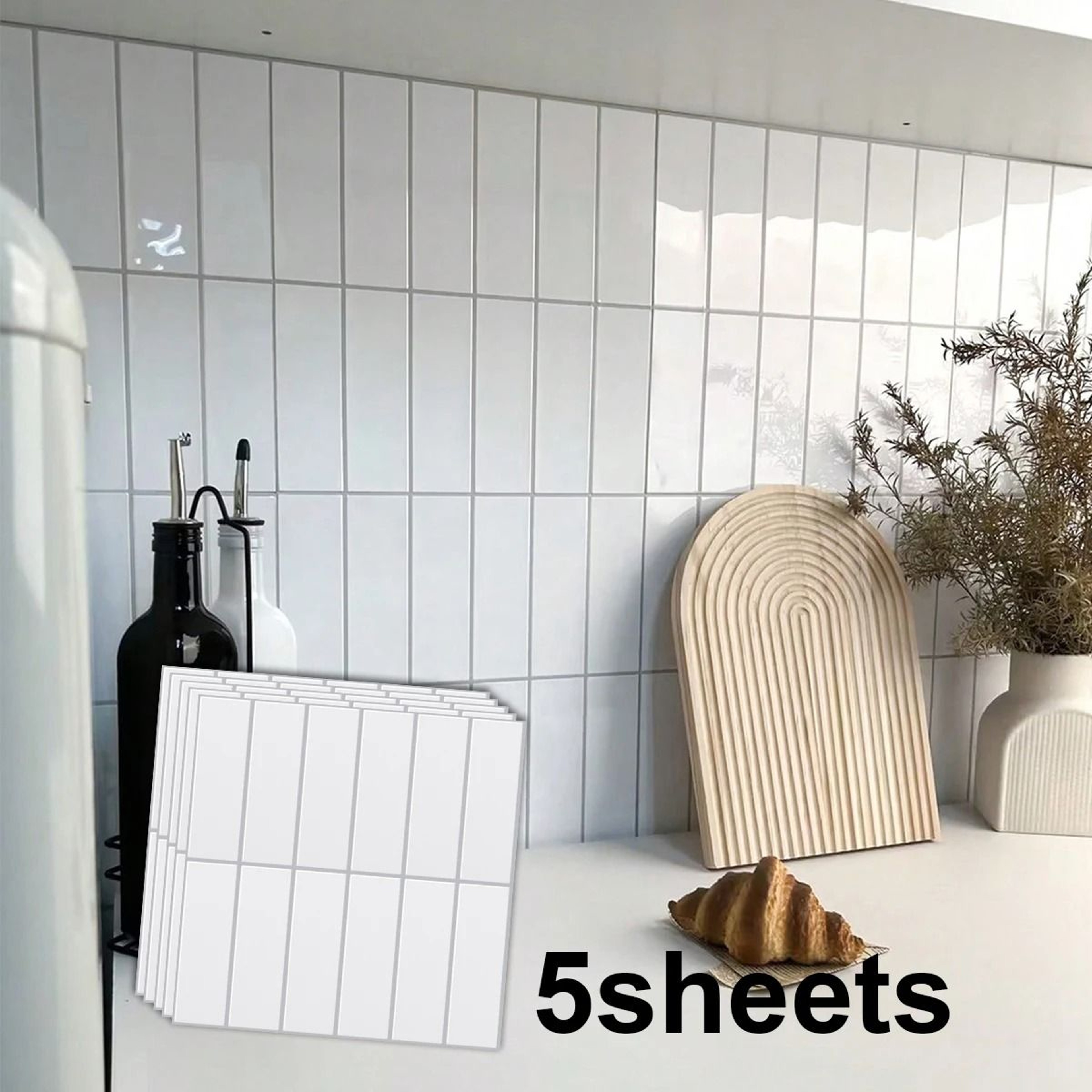 5Pcs Peel And Stick Backsplash Wall Panels Waterproof Heat Resistant Tile Stickers 3