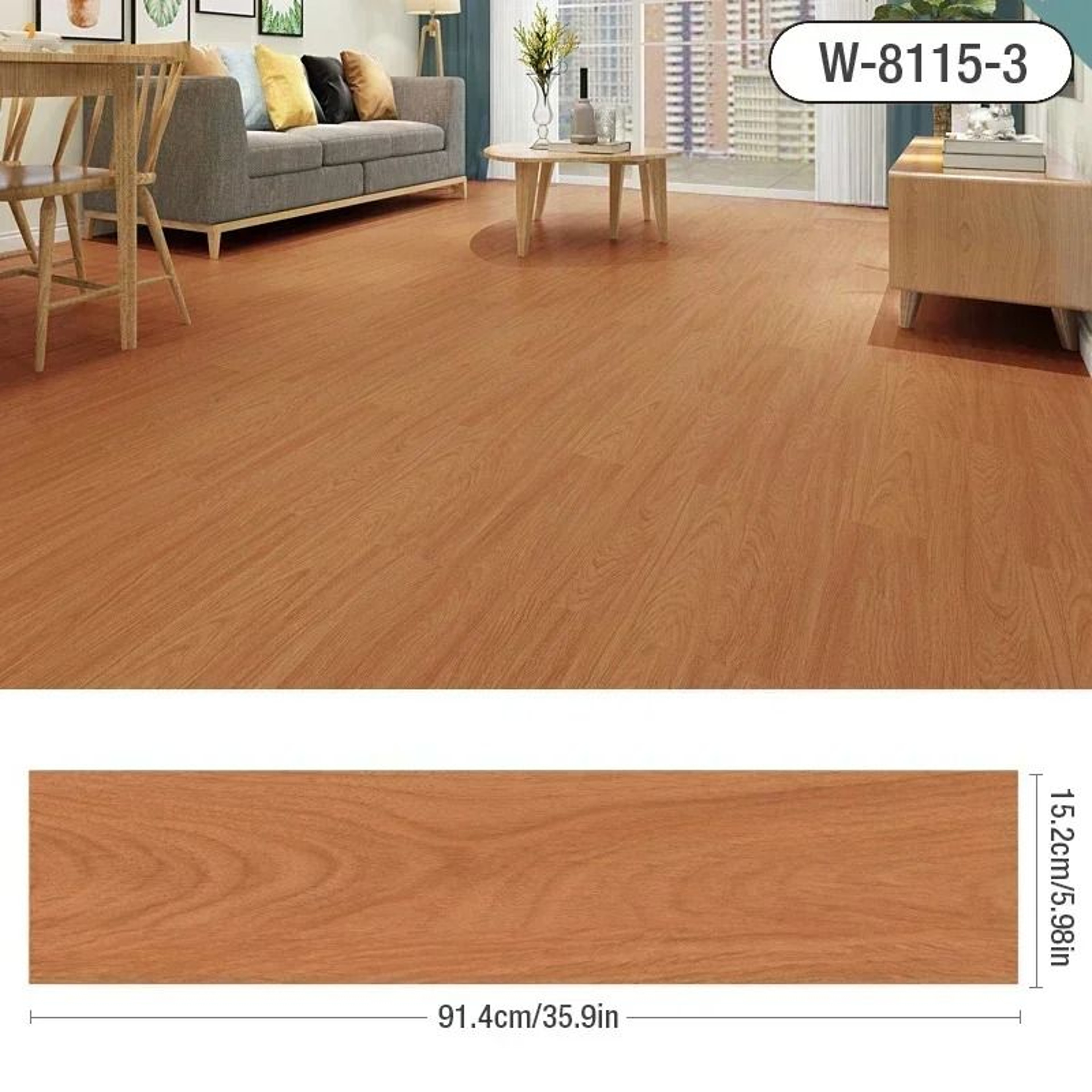 Modern Wood Grain Peel And Stick Floor Stickers Waterproof Self Adhesive PVC Tiles 14