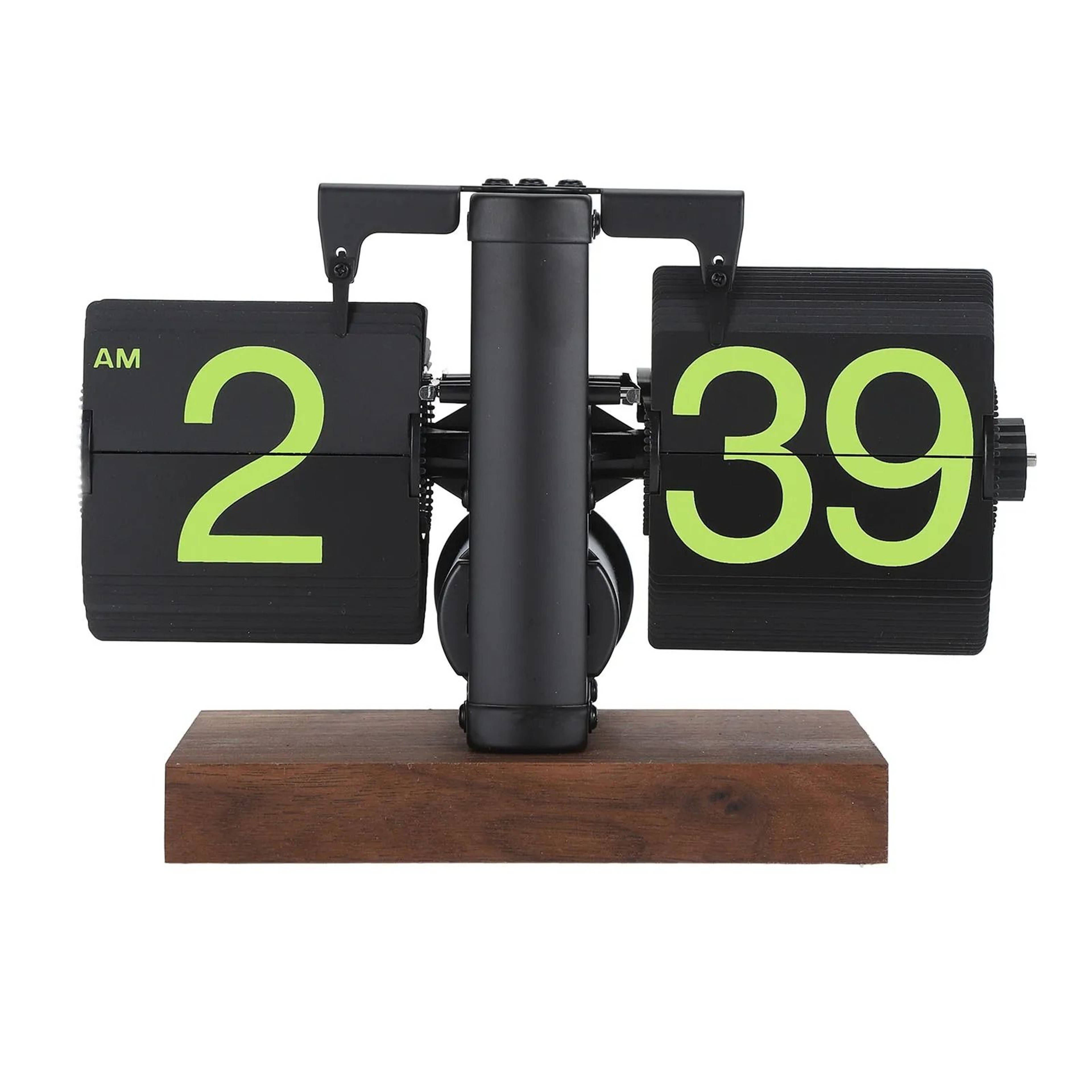 Retro 12 Hour Automatic Flip Clock With Large Numbers And Wood Base 8