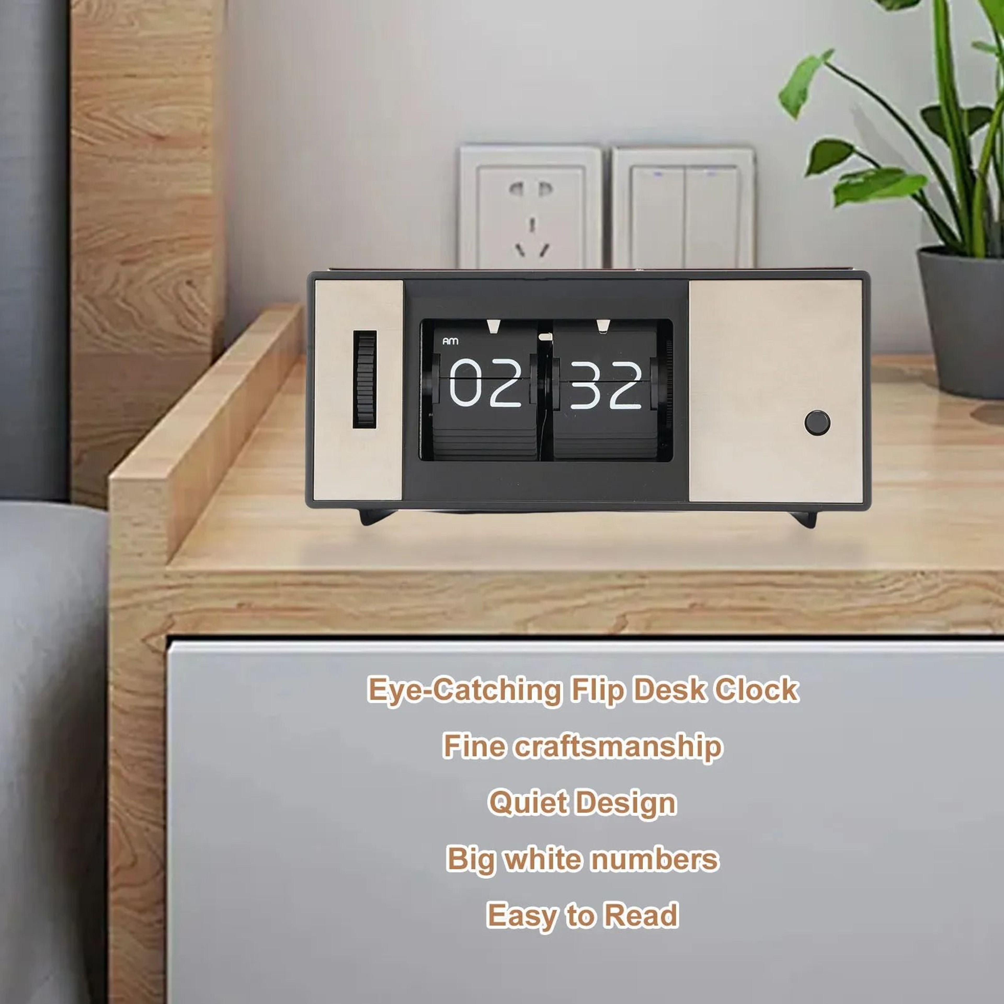 Retro 12 Hour Automatic Flip Desk Clock With LED Light 5