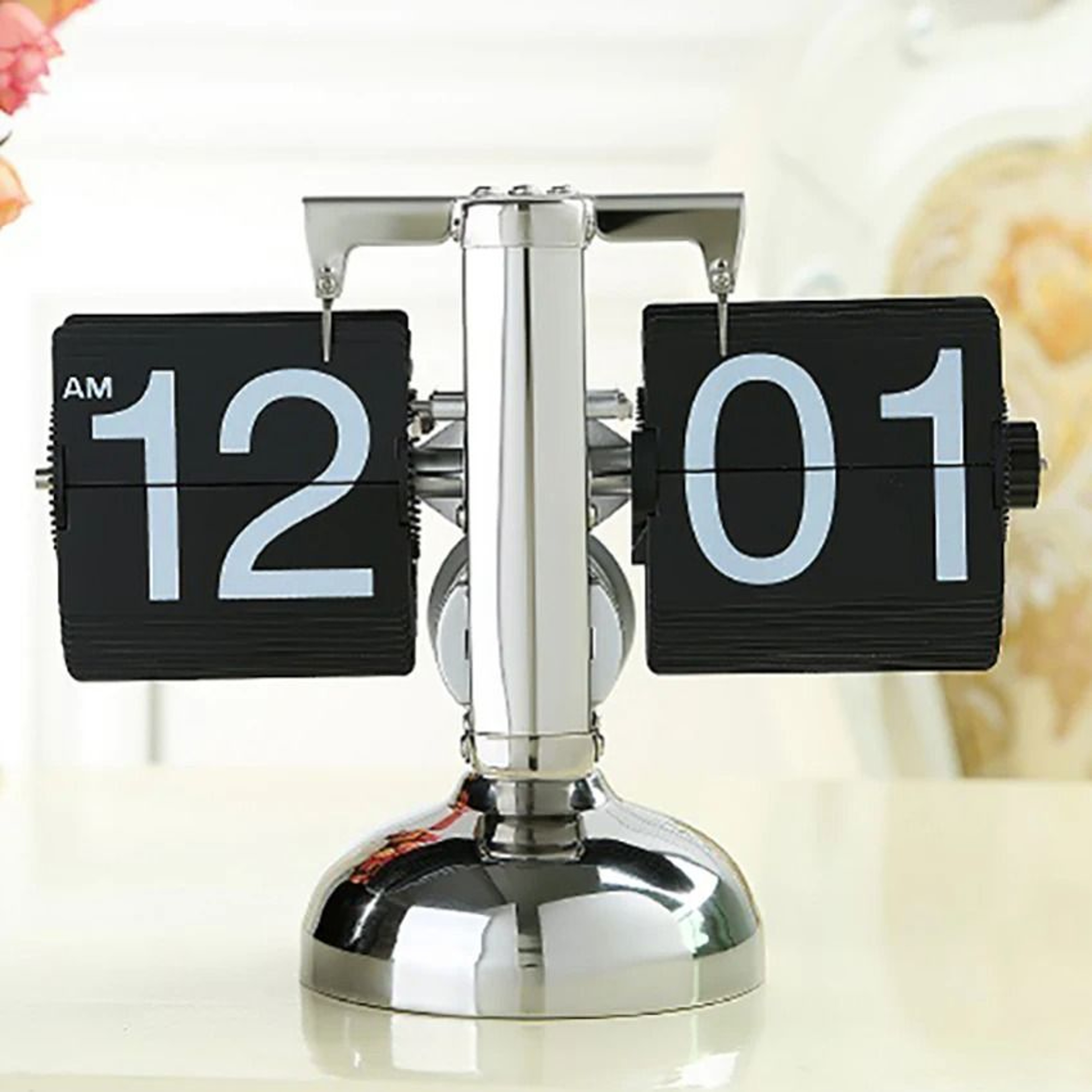 Retro Mechanical Flip Desk Clock With Internal Gear Movement 4