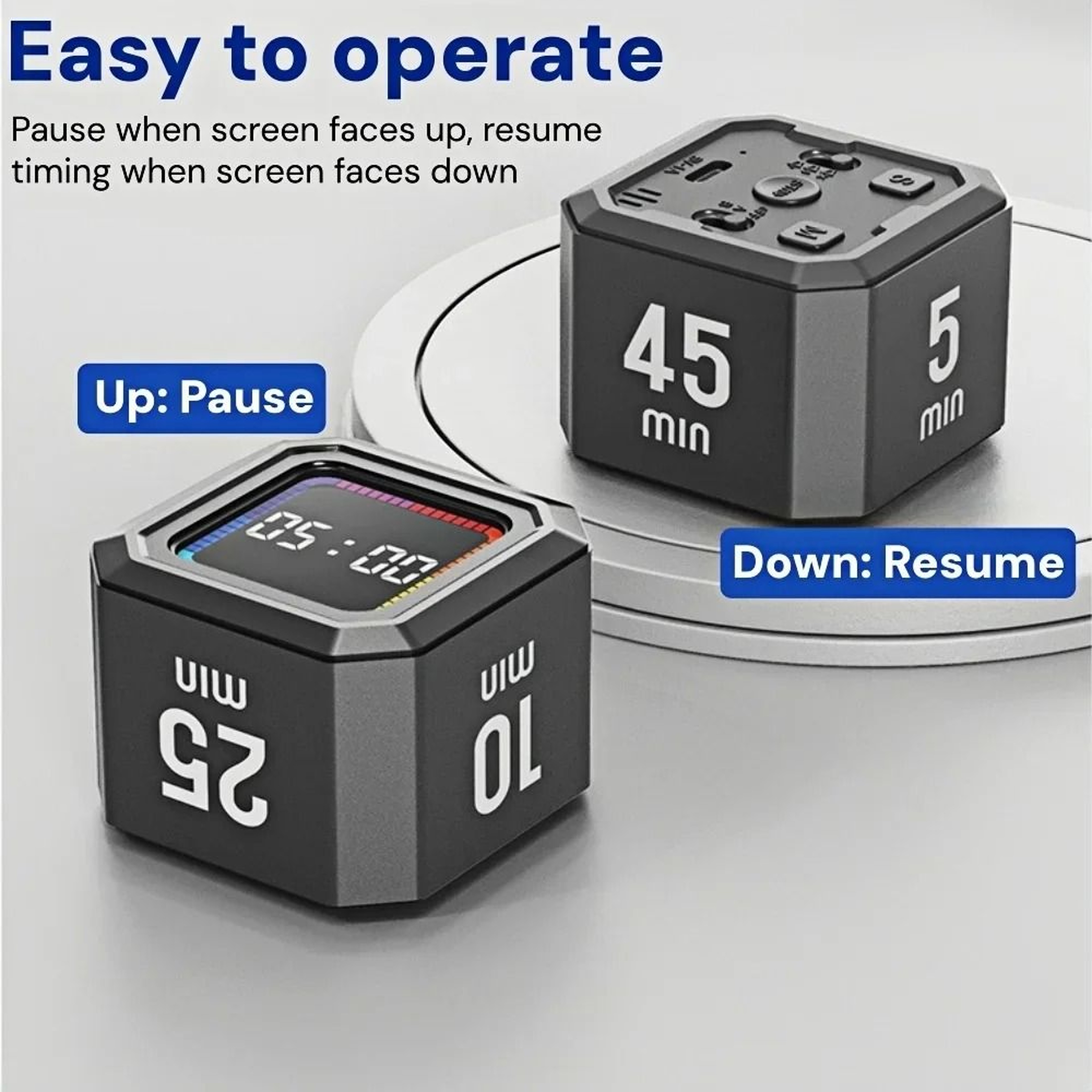 Magnetic Flip Countdown Timer Gravity Sensing Rechargeable Desk Cube 4