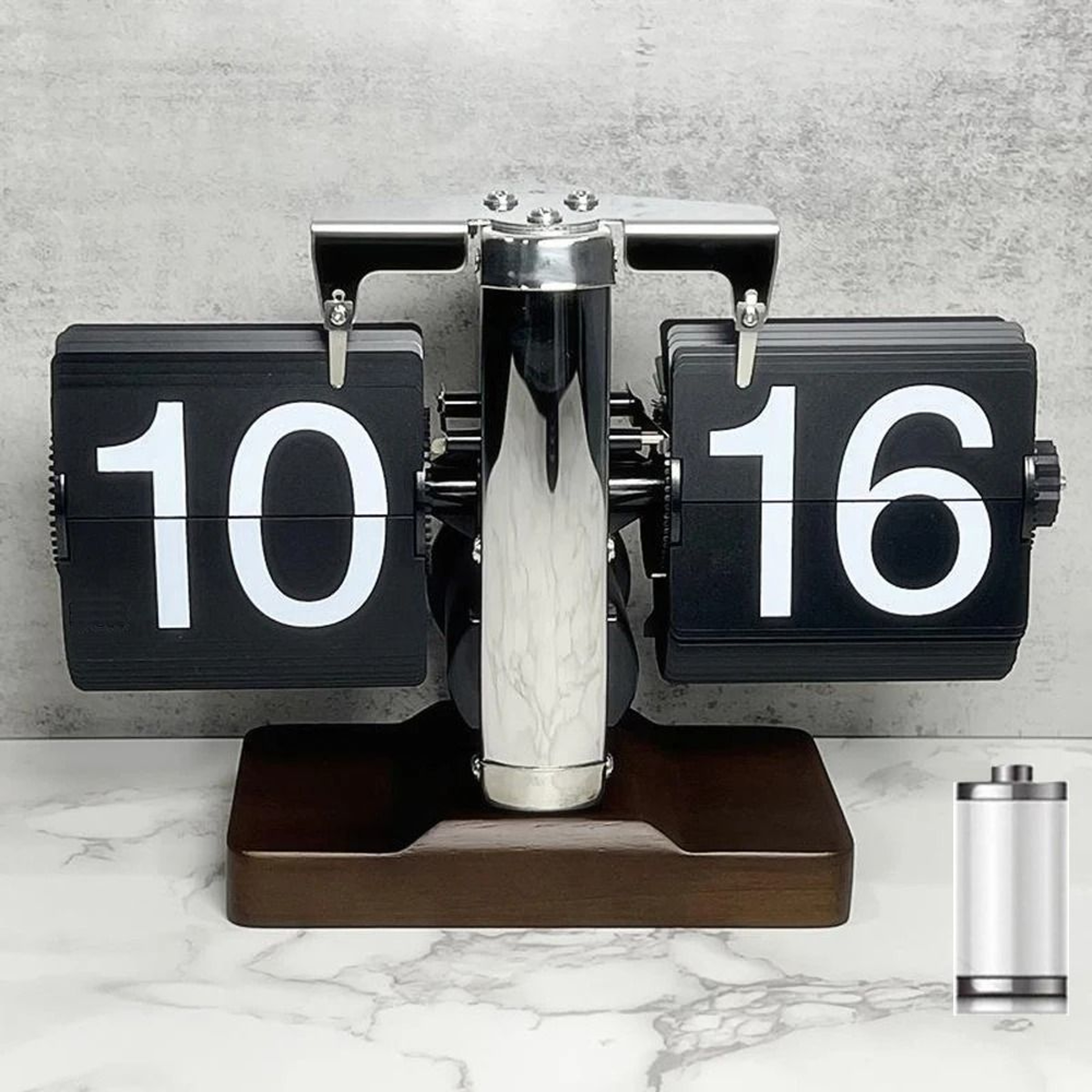Modern Automatic Page Turning Flip Clock With Wooden Base 8