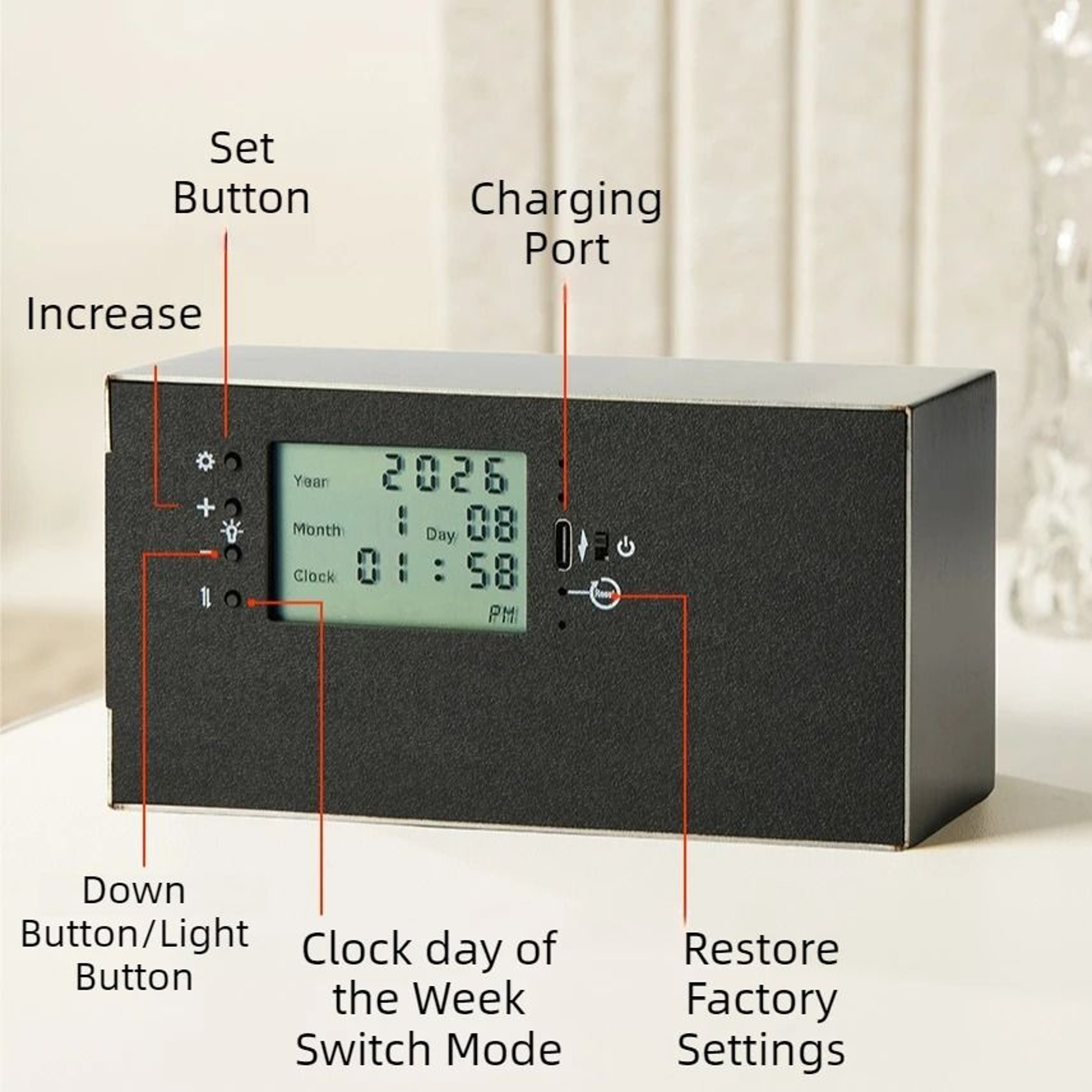 Minimalist Silent Flip Calendar Desk Clock With Automatic Date Display 8