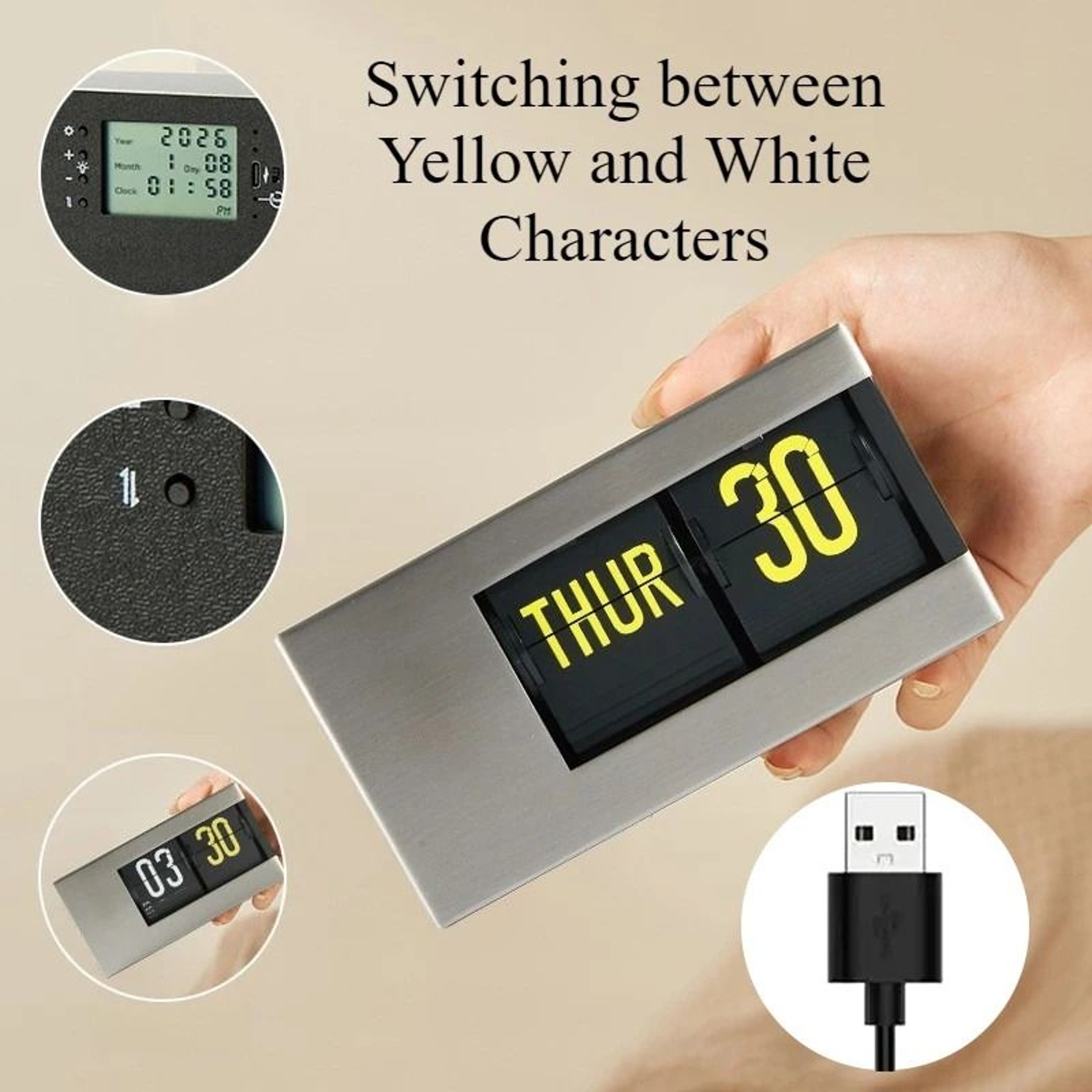 Minimalist Silent Flip Calendar Desk Clock With Automatic Date Display 1