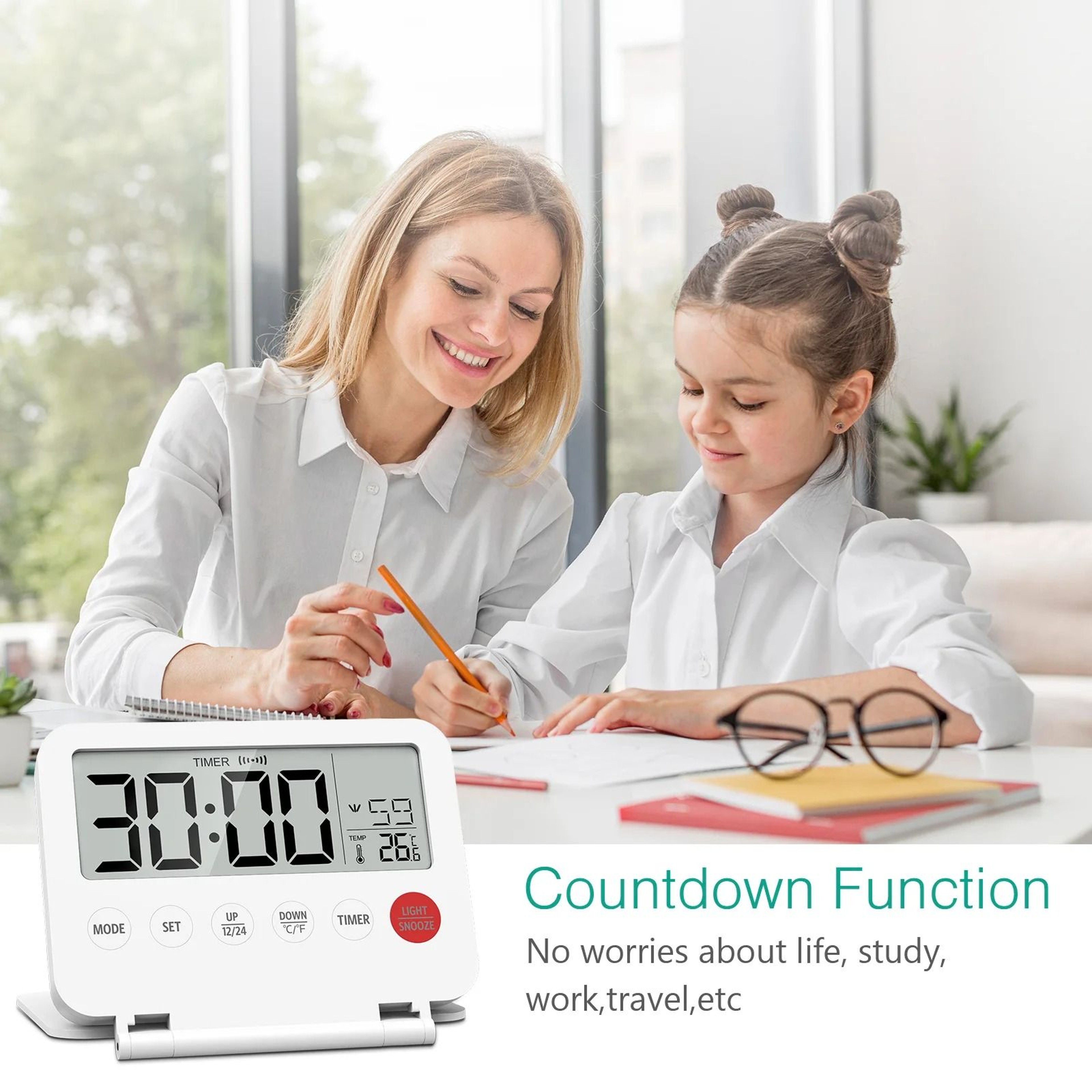 ORIA Foldable Digital Travel Alarm Clock With Timer And Temperature Display 6