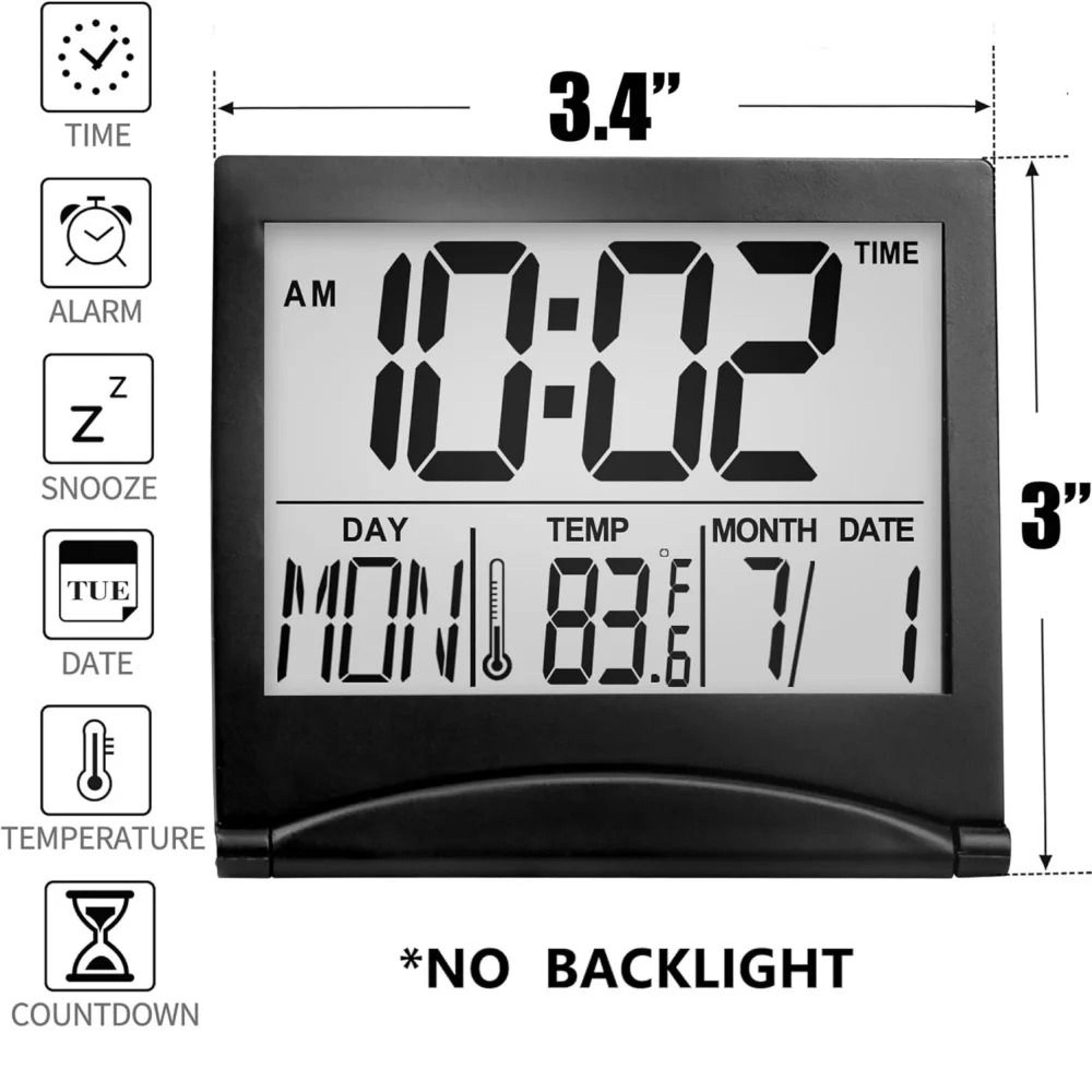 Foldable LCD Alarm Clock For Travel Home And Office 3