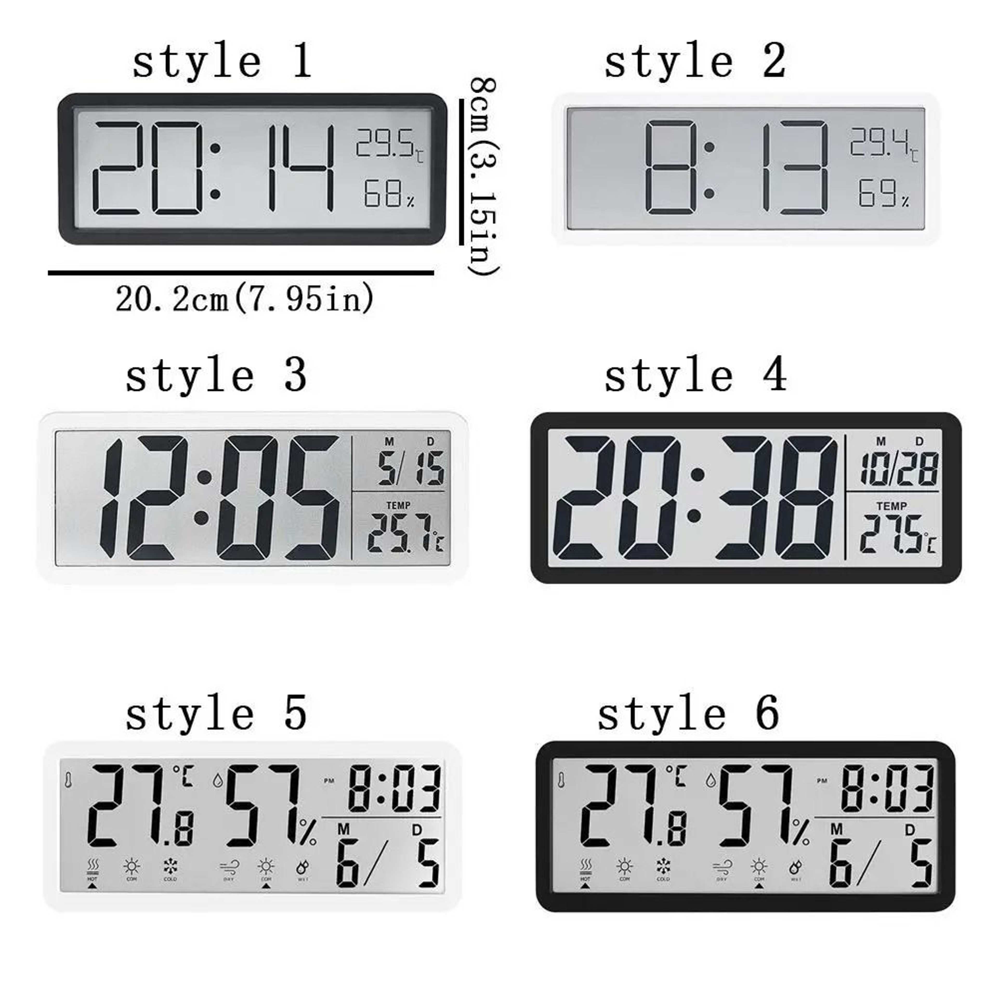 Large LCD Digital Wall Clock With Temperature Humidity And Calendar Display 9