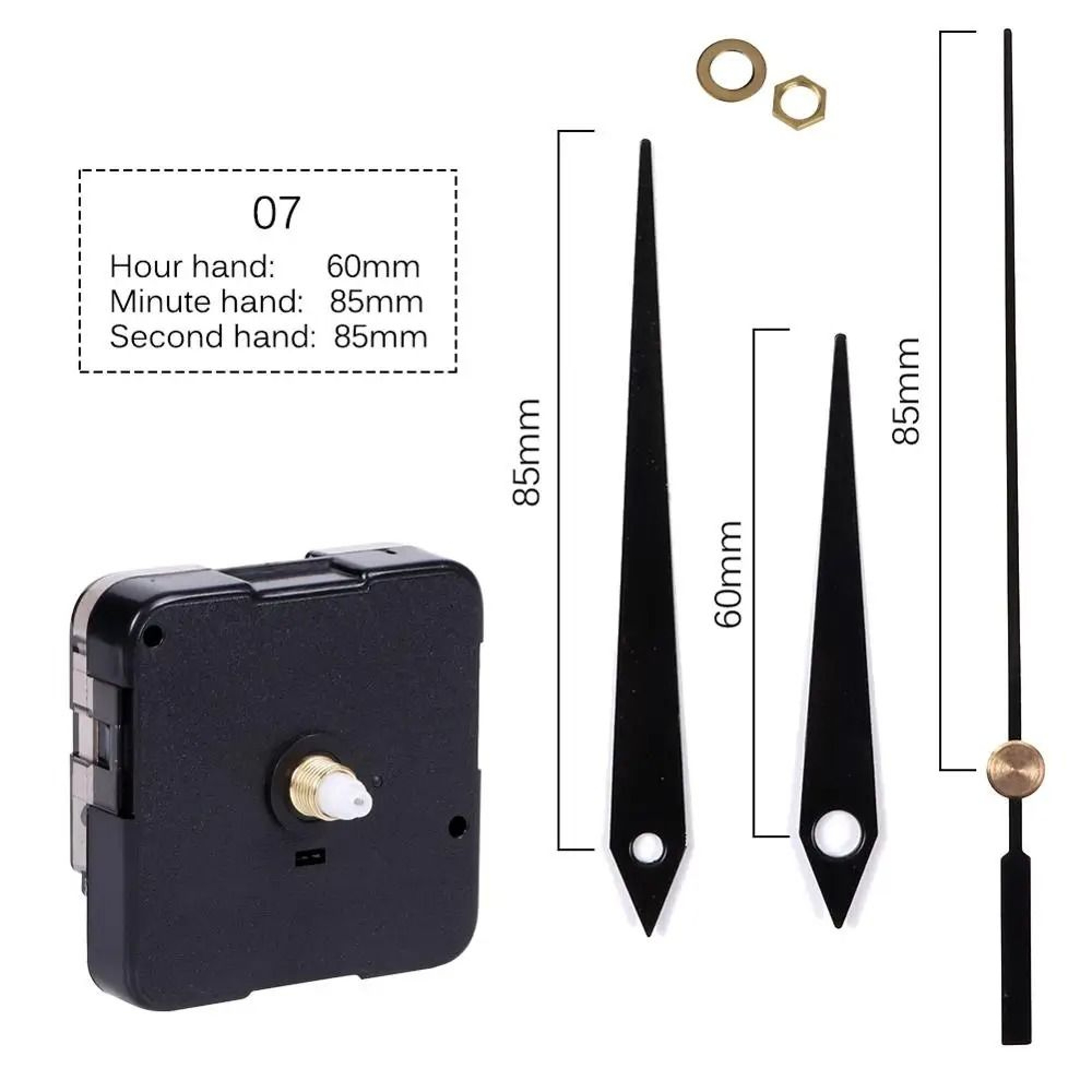 Silent Quartz Clock Movement Kit With Long Shaft And Hands 7