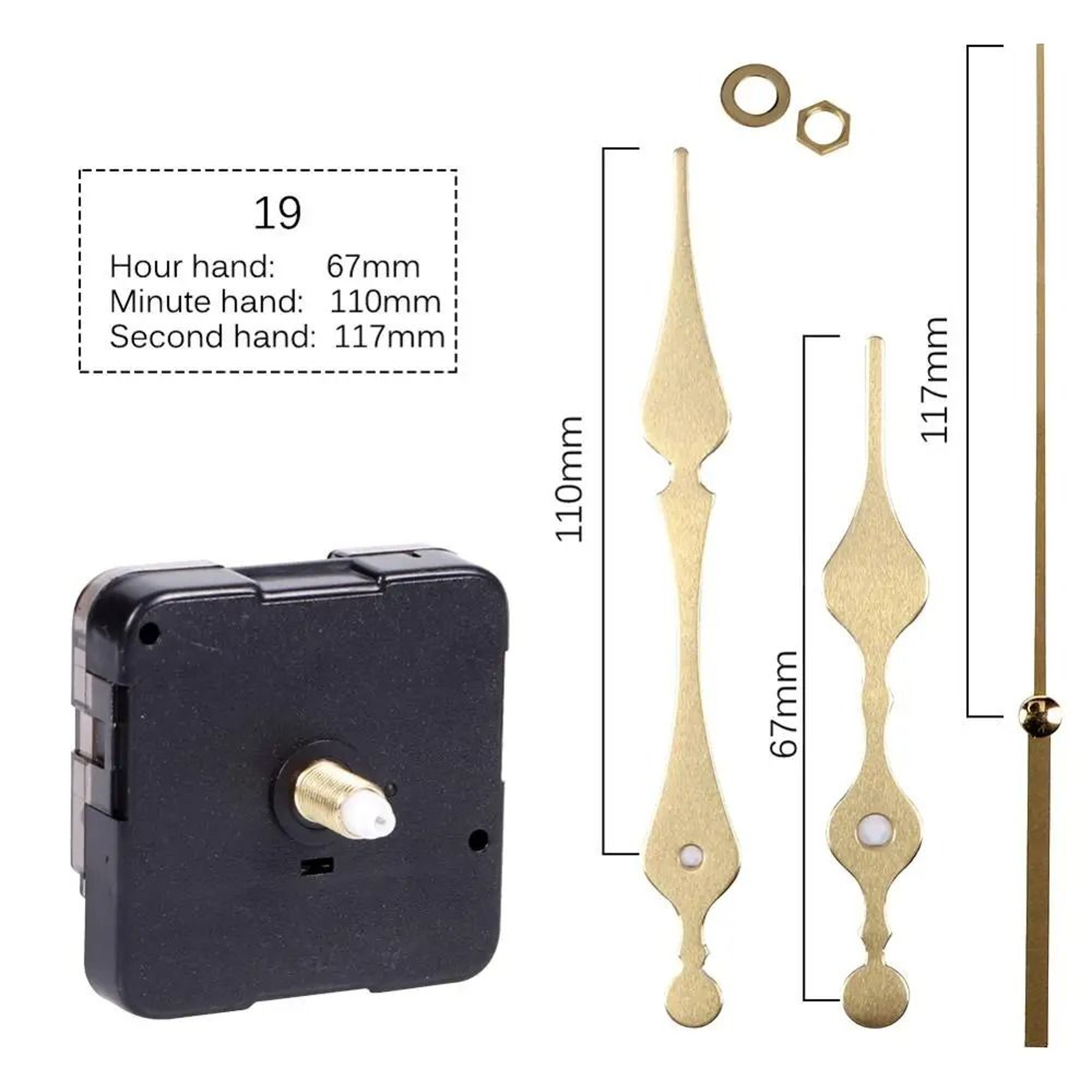 Silent Quartz Clock Movement Kit With Long Shaft And Hands 20