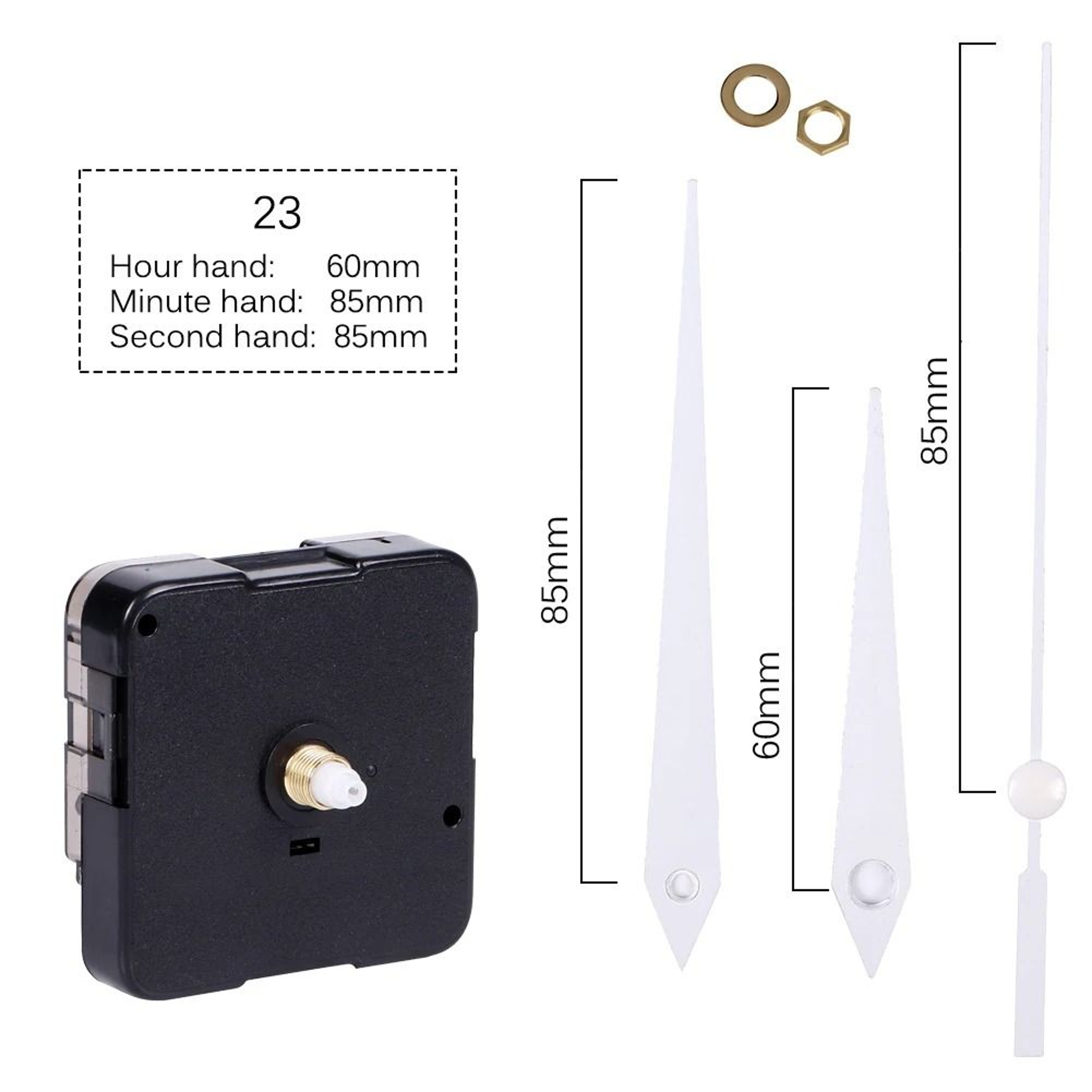 Silent Quartz Clock Movement Kit With Long Shaft And Hands 23