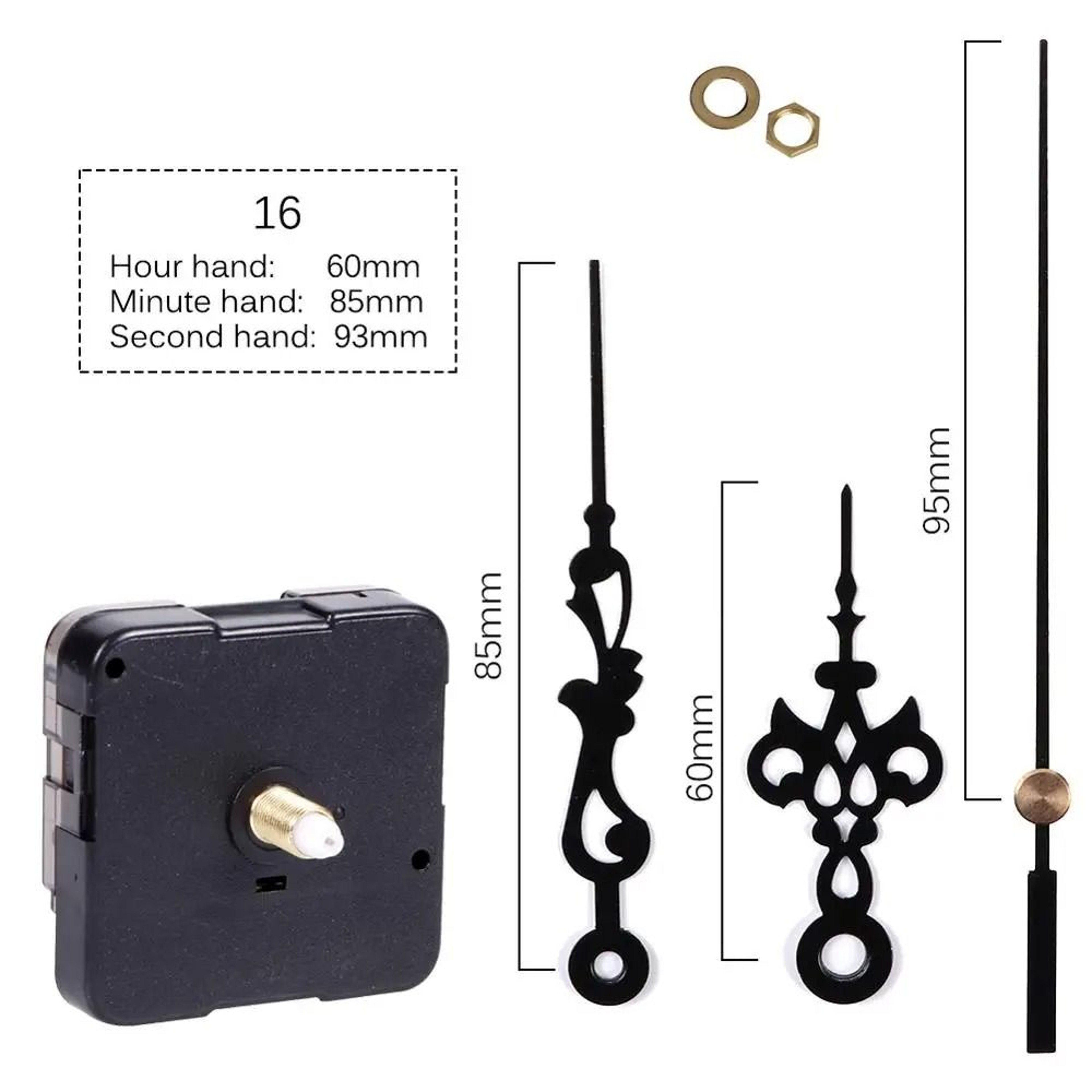 Silent Quartz Clock Movement Kit With Long Shaft And Hands 16