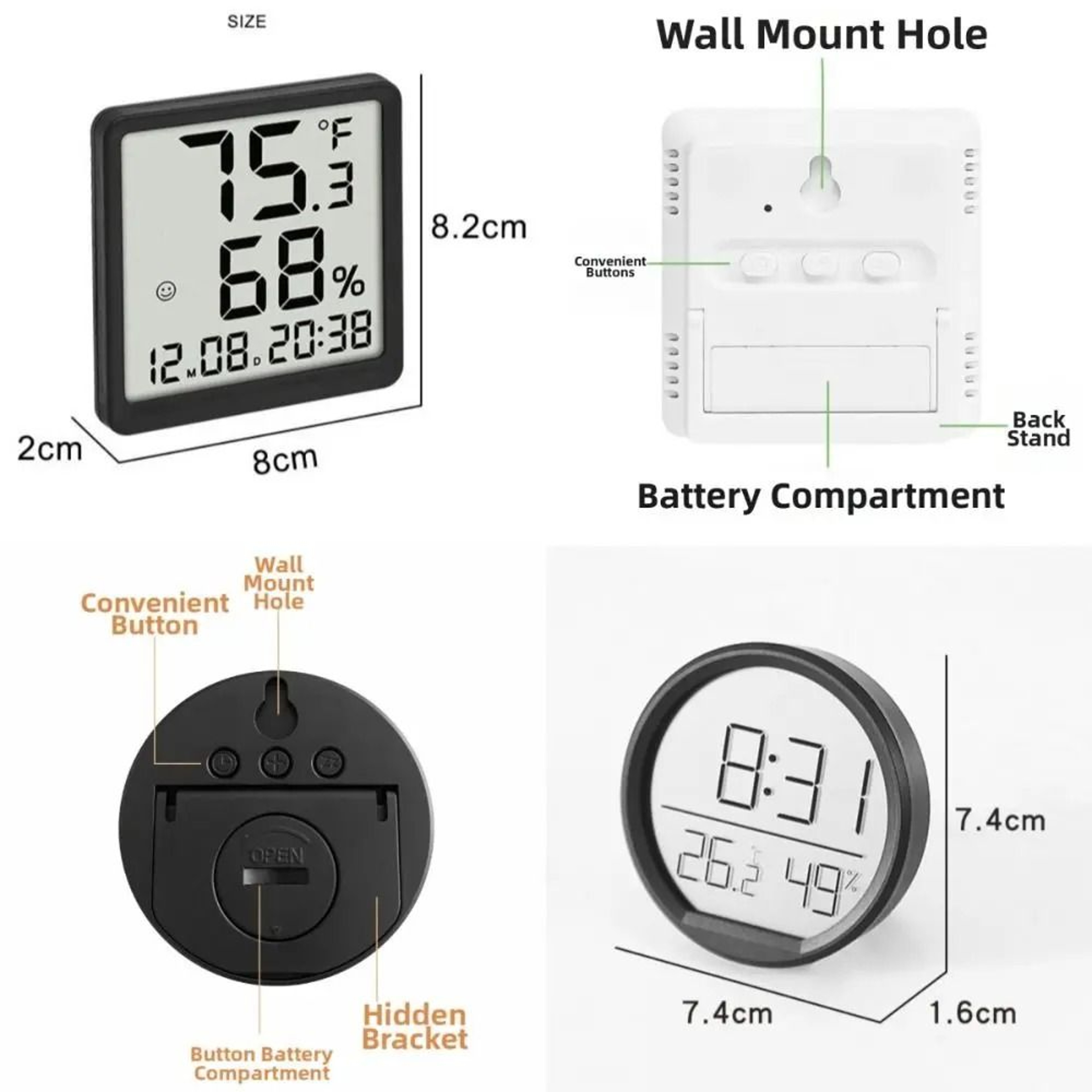 Magnetic Digital Kitchen Clock With Temperature Humidity And Timer 8