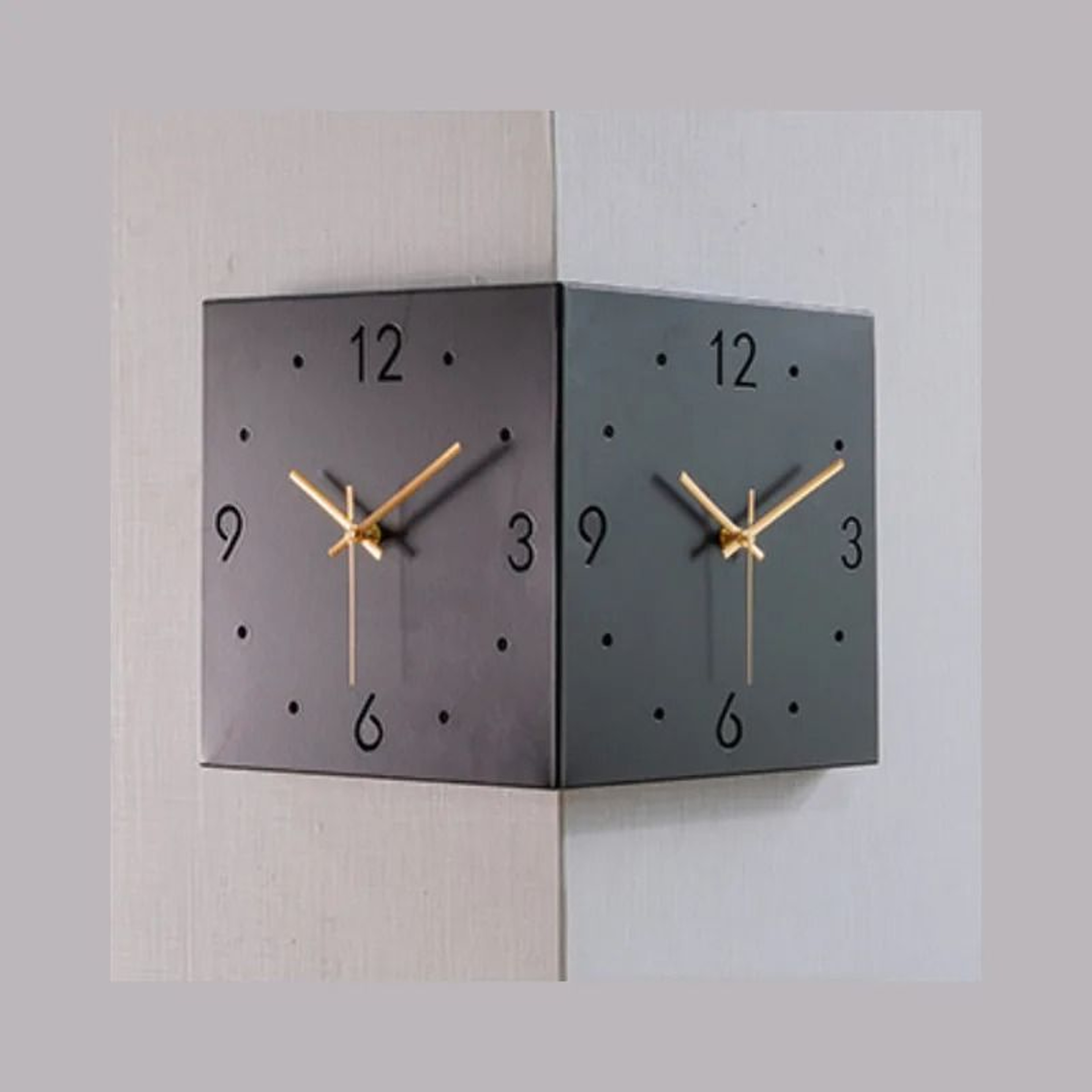 Modern Double Sided Corner Wall Clock With Silent Movement 12