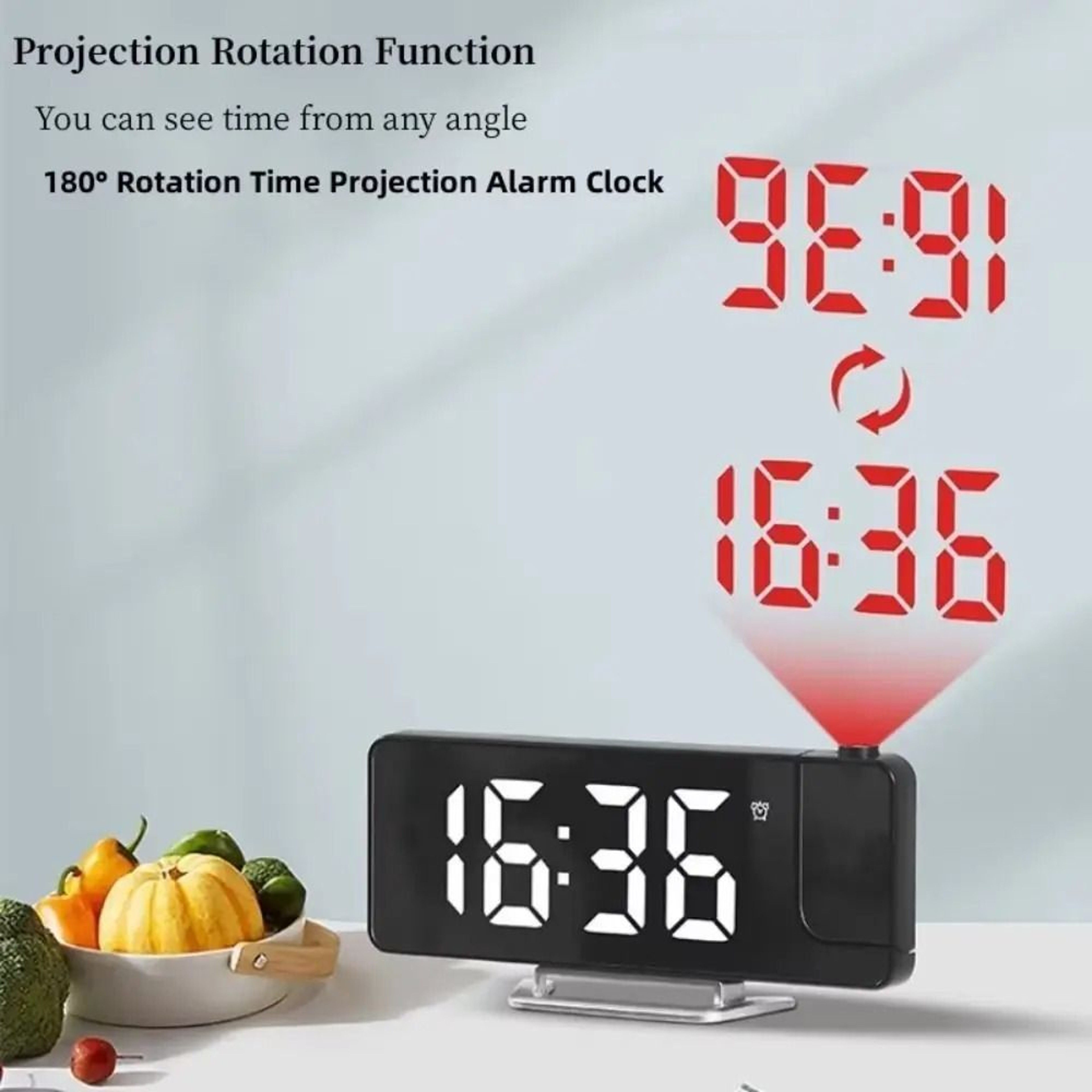 Projection Alarm Clock With 180 Degree Ceiling Display And Temperature 0