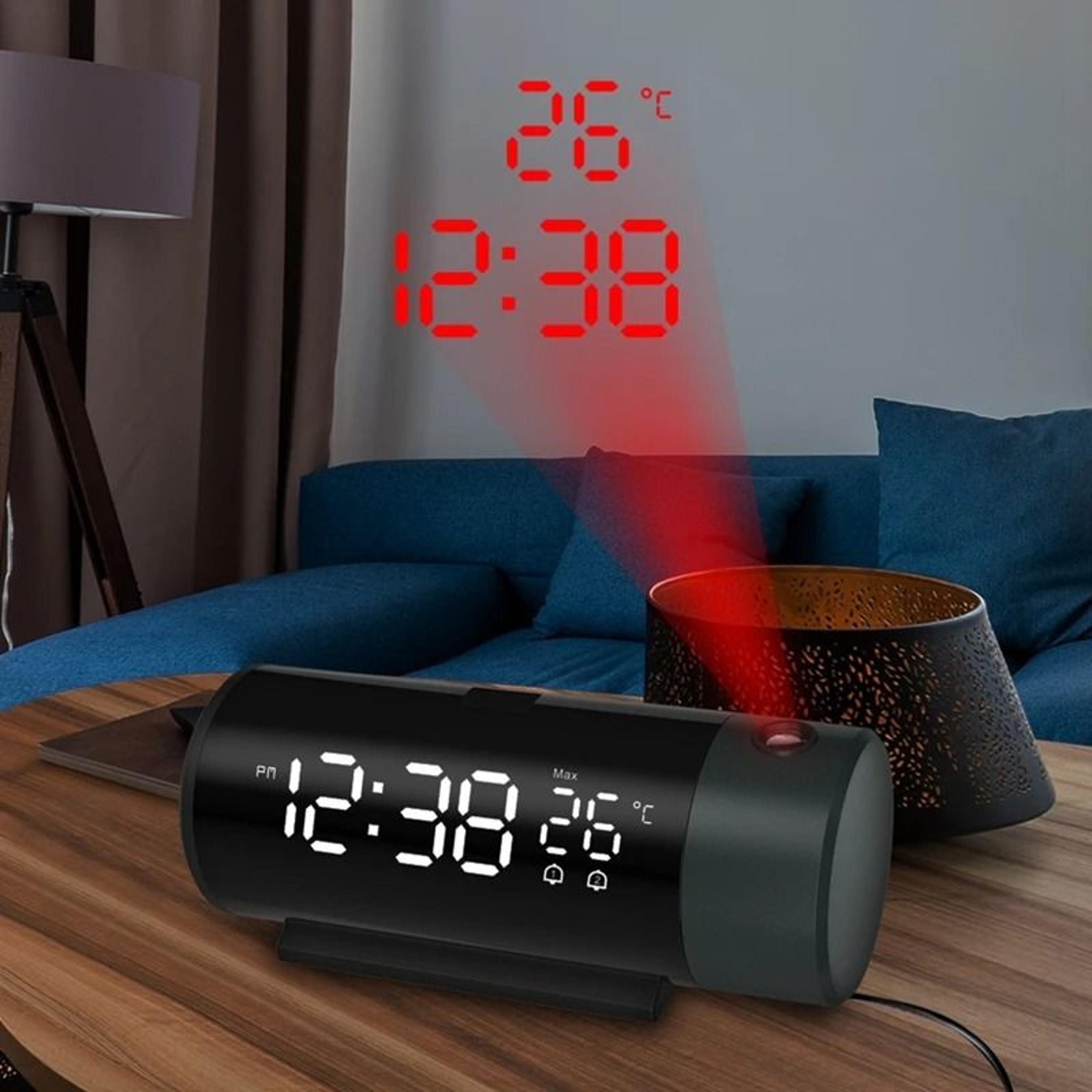 LED Projection Alarm Clock With Dual Alarms And USB Phone Charging 6