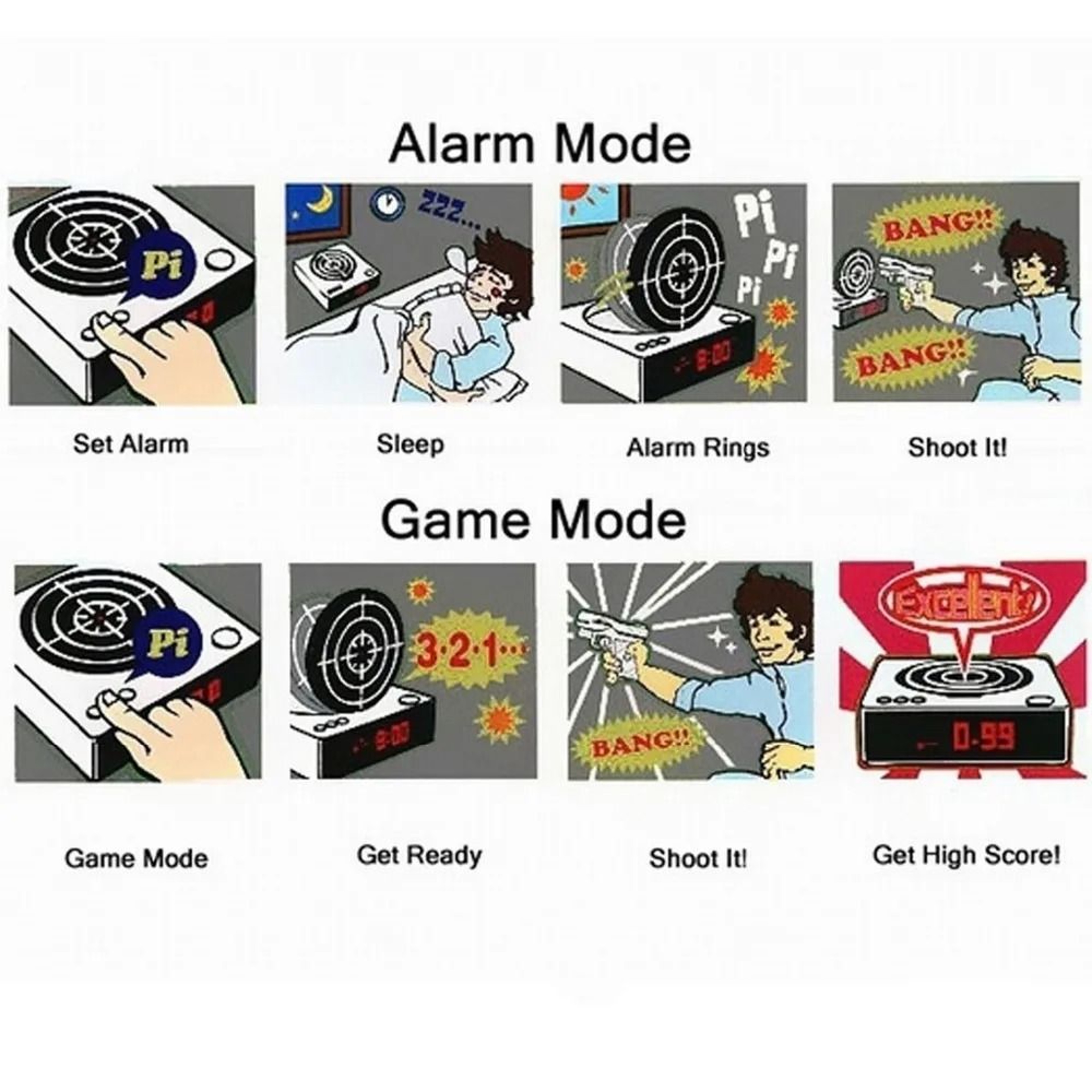 Interactive Target Alarm Clock With Digital Display And Shooting Challenge 2