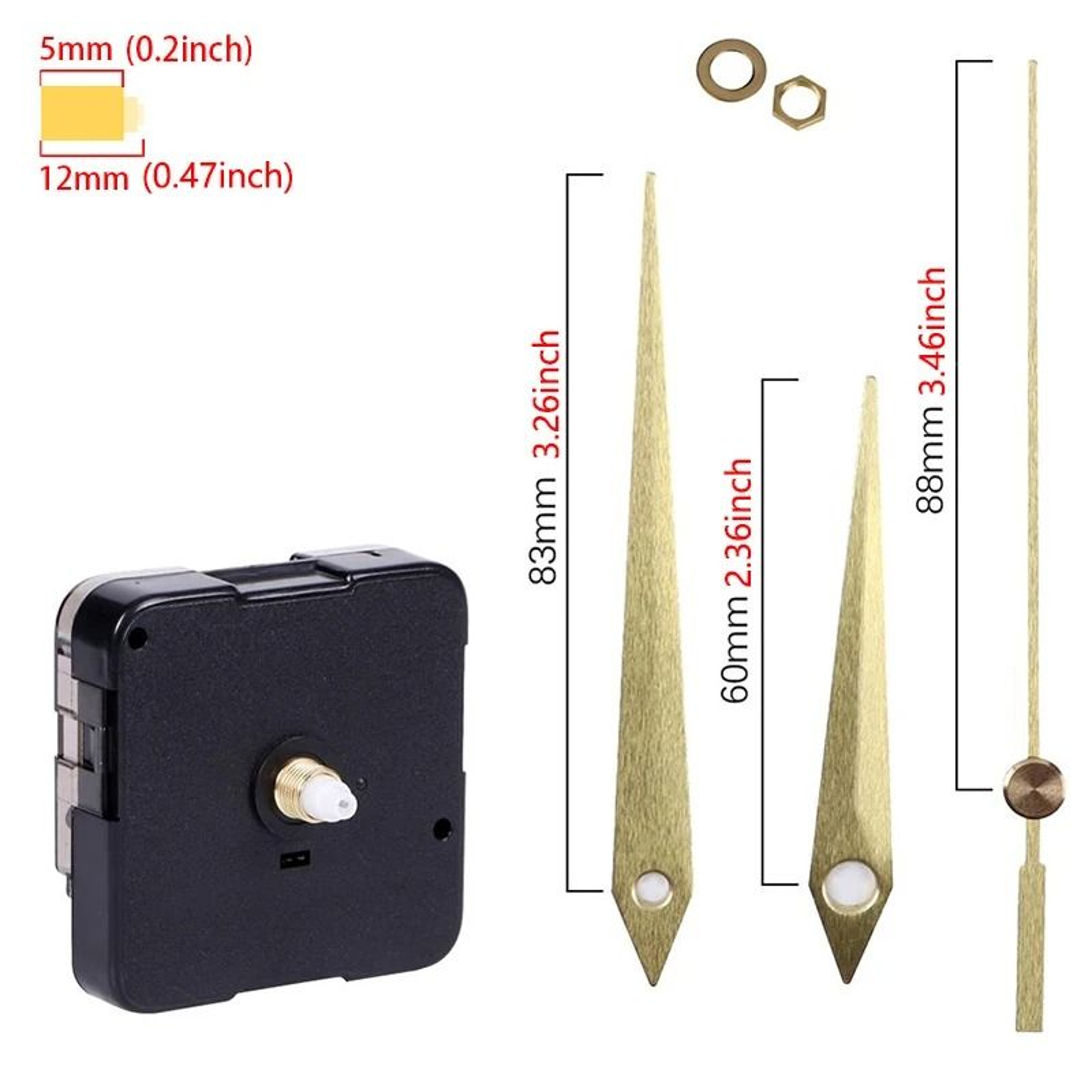 Long Shaft Silent Quartz Clock Movement With Hands 4