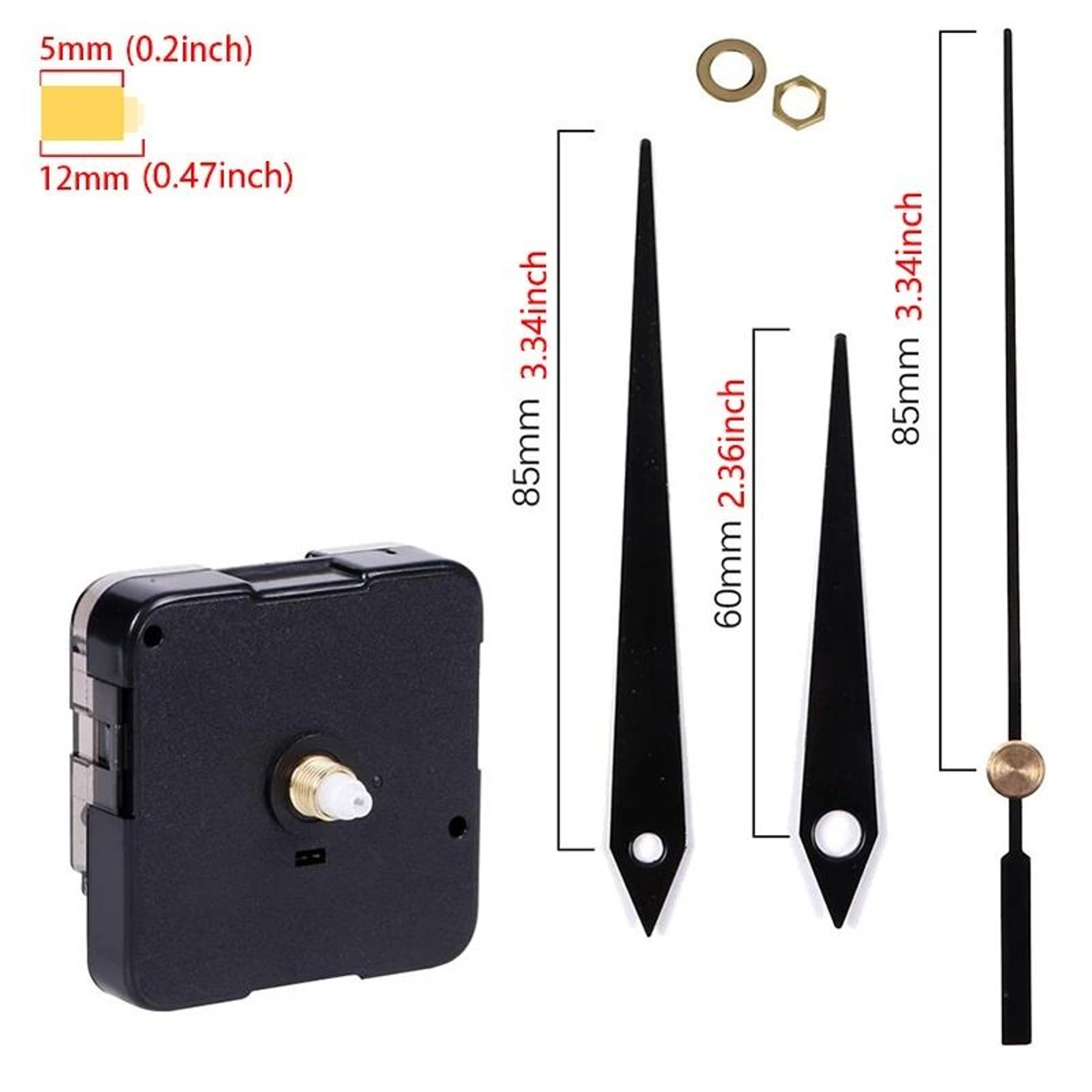Long Shaft Silent Quartz Clock Movement With Hands 8
