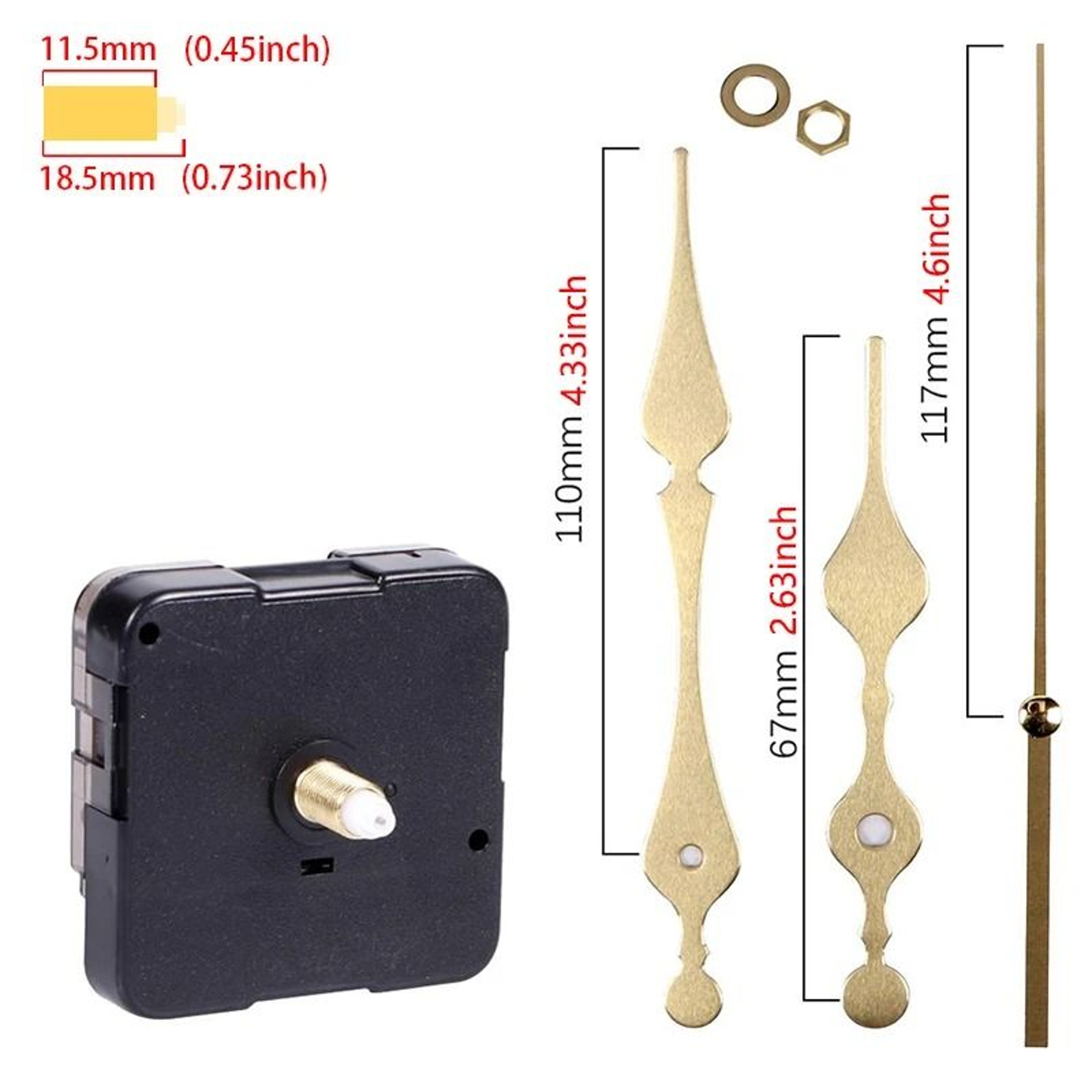 Long Shaft Silent Quartz Clock Movement With Hands 2