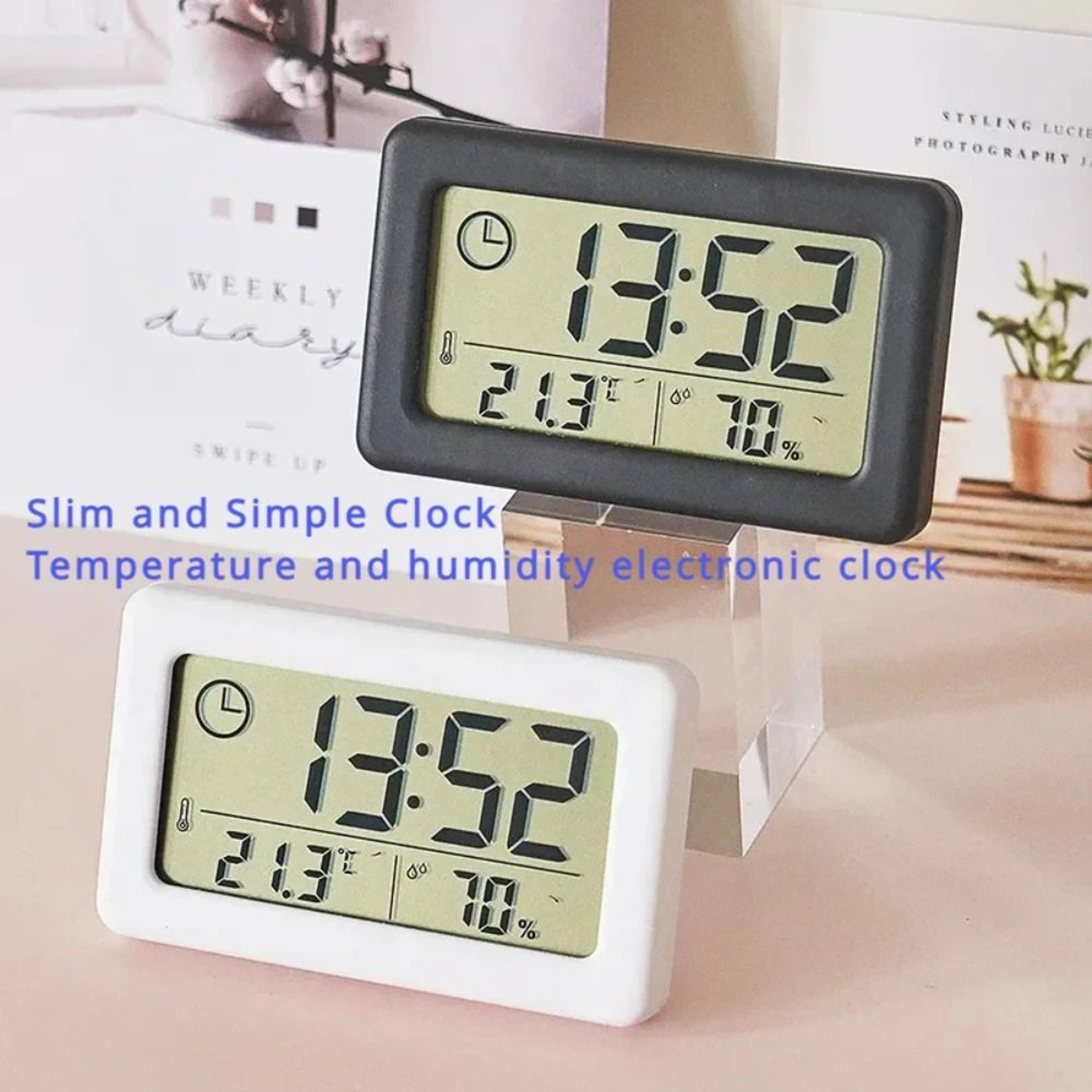 Mini Digital Hygrometer Clock With Temperature And Humidity Display 0