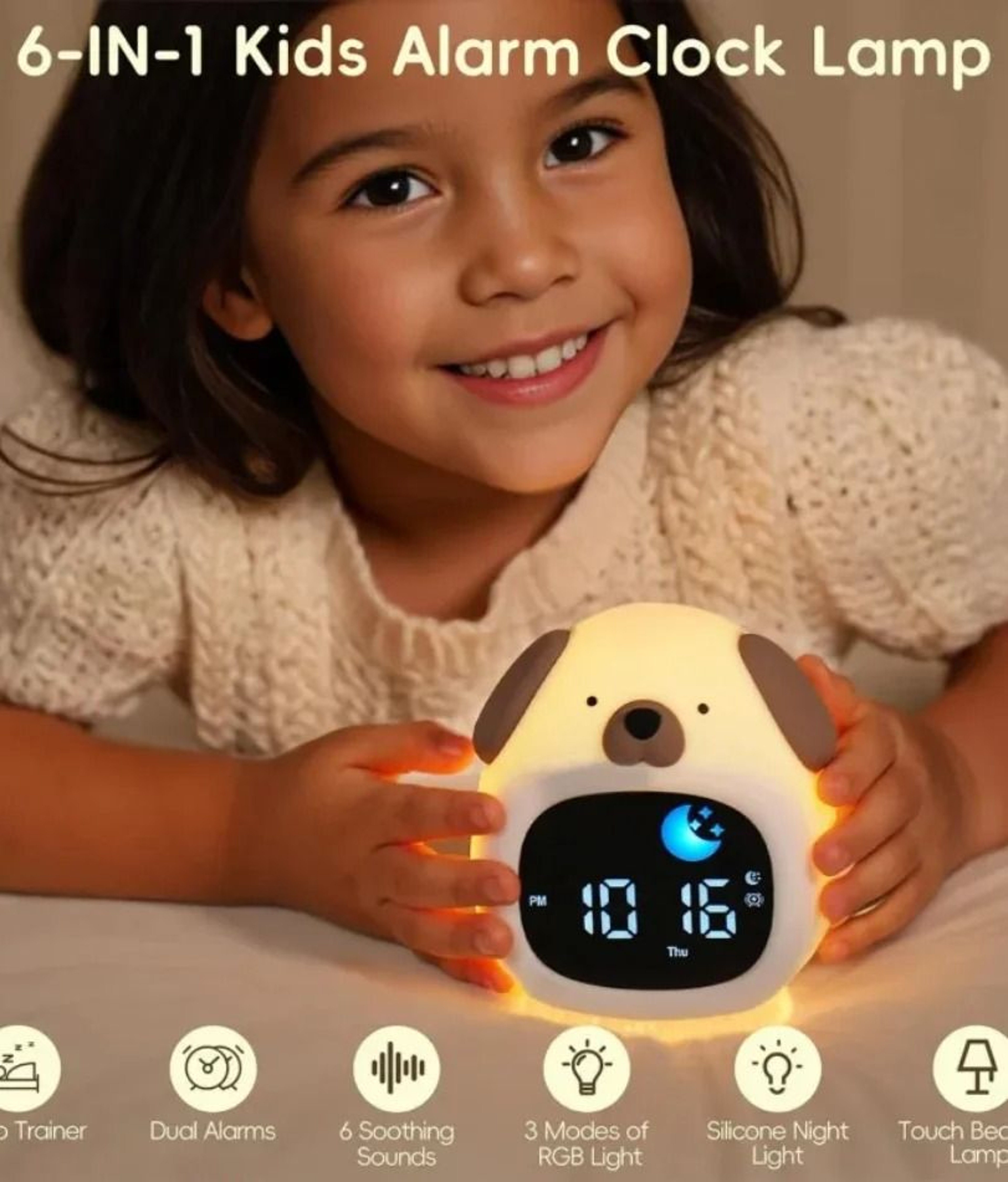 Puppy Sleep Trainer Alarm Clock With Touch Night Light 7