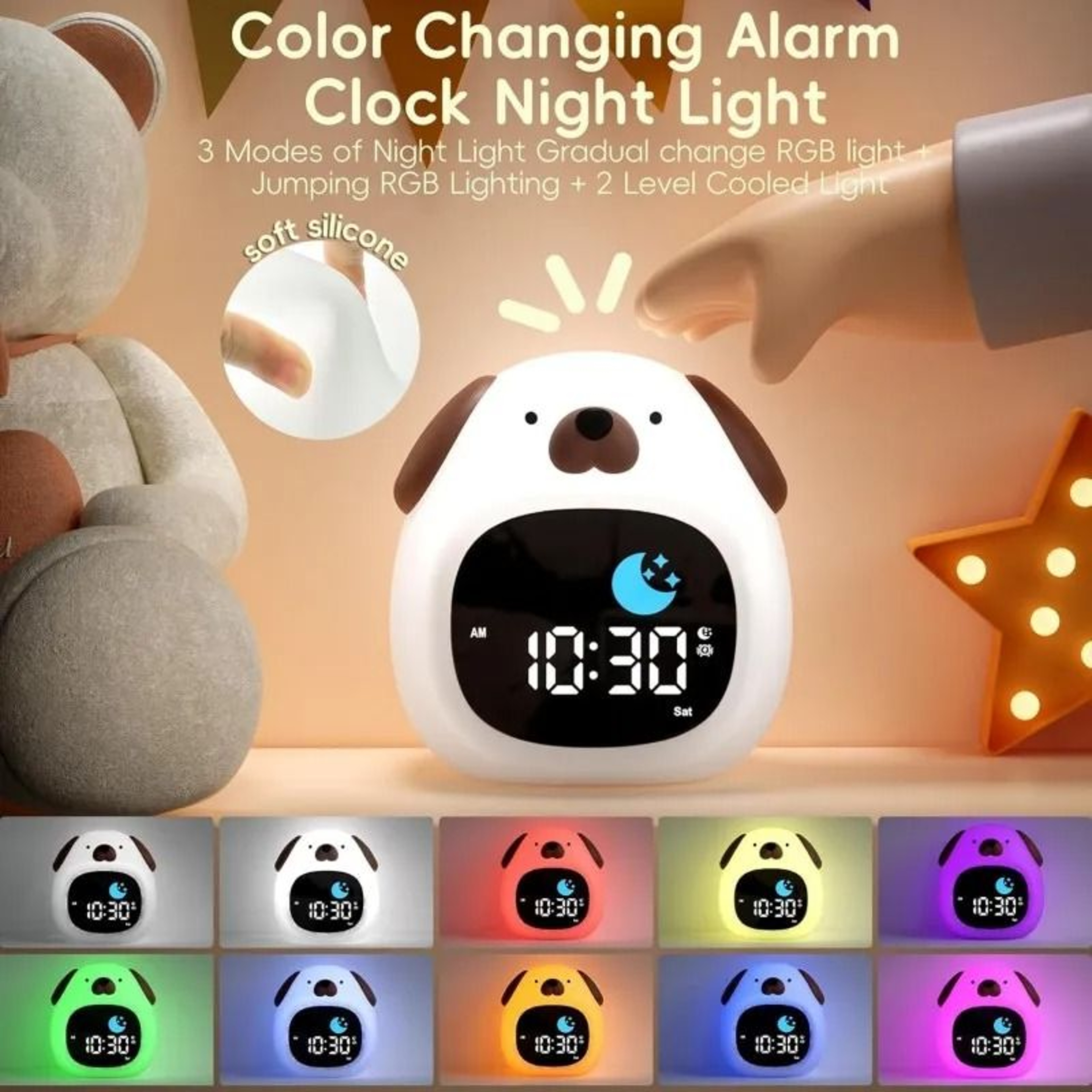Puppy Sleep Trainer Alarm Clock With Touch Night Light 0