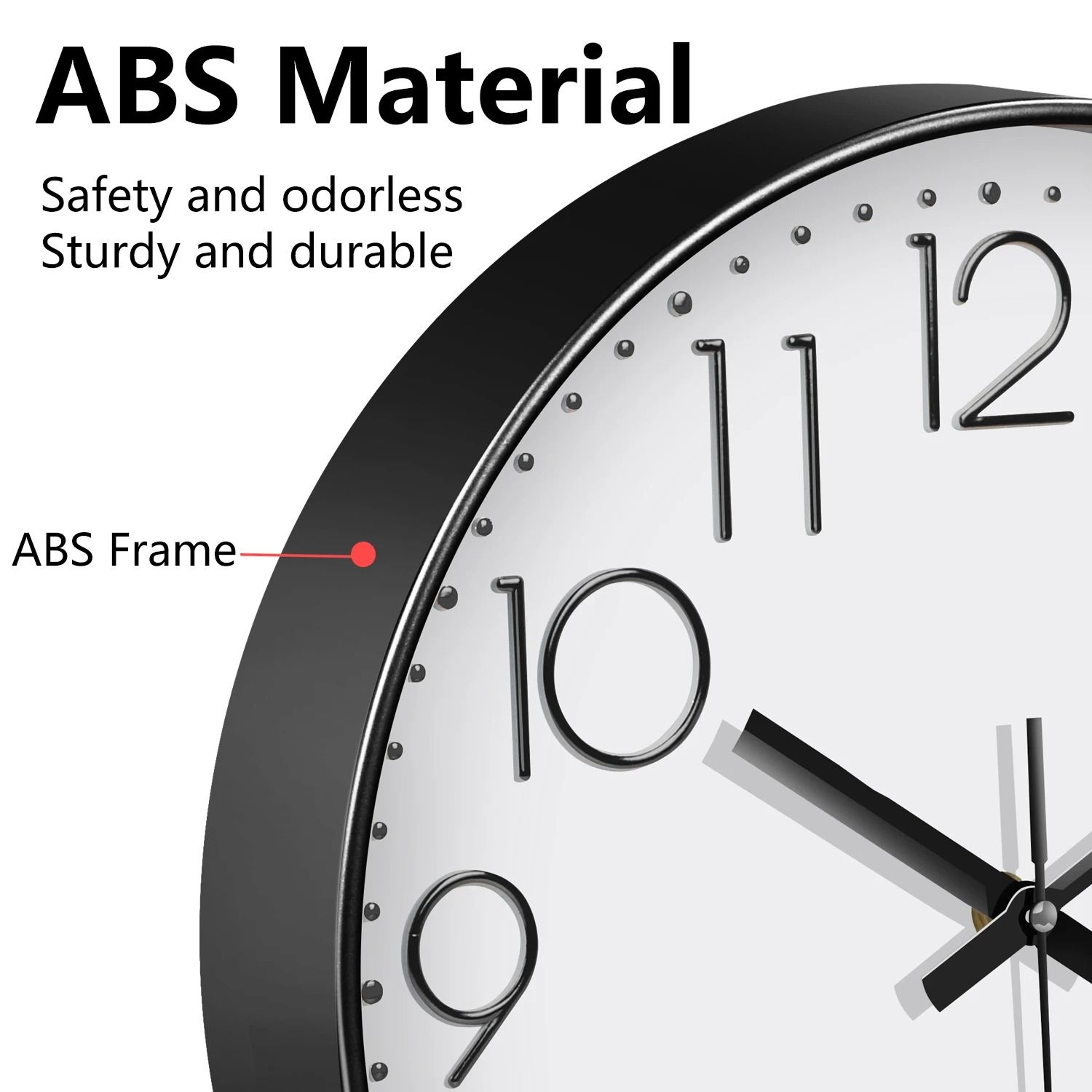 Modern Silent Wall Clock With Tempered Glass And 3D Numbers 12