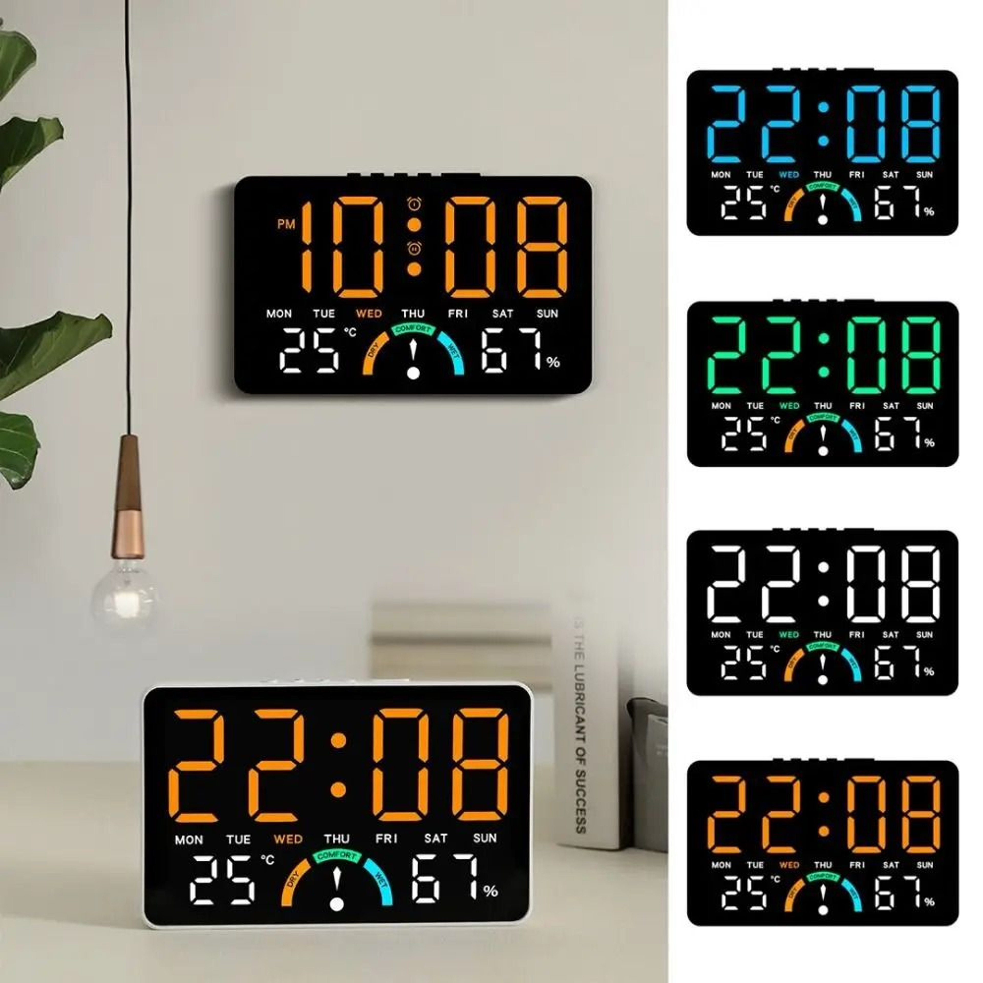 Multifunction Digital Wall Clock With LED Display And Voice Control 0