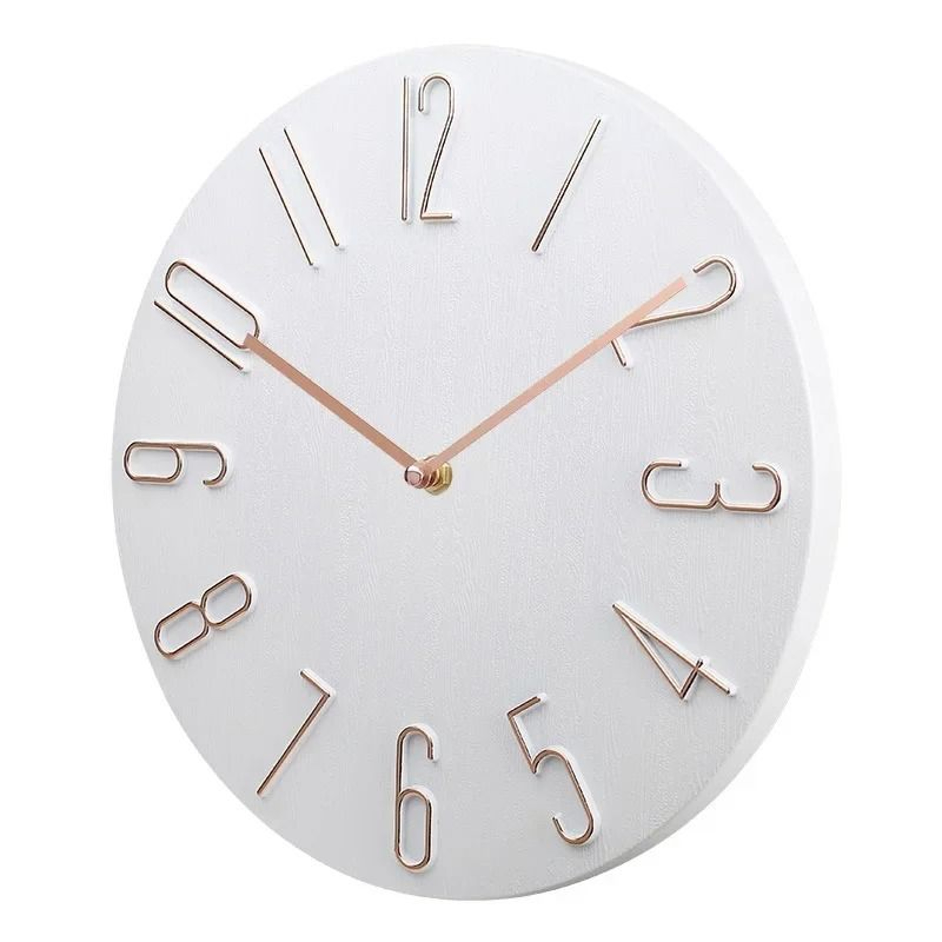 30cm Silent Wall Clock With Rose Gold Numbers 10