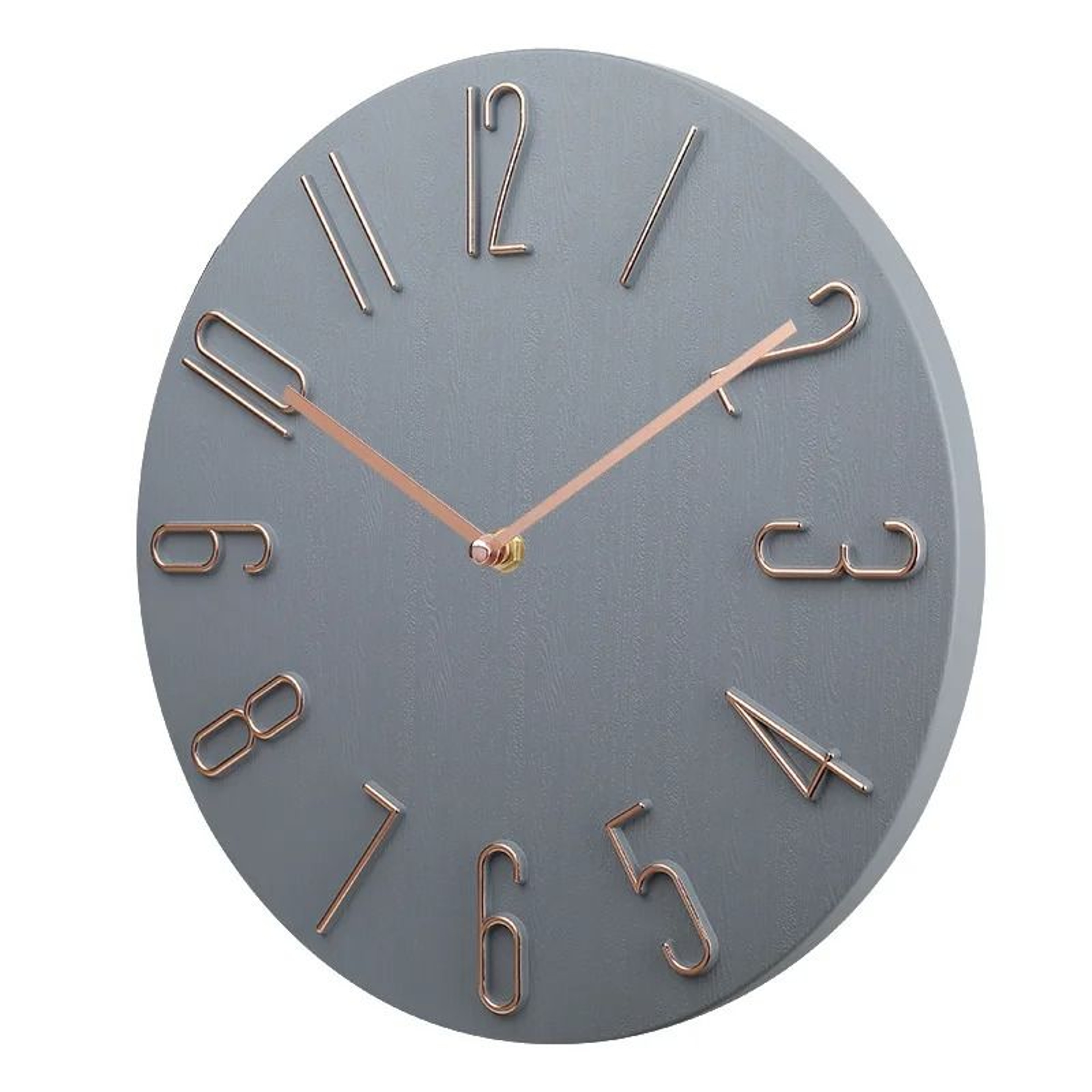 30cm Silent Wall Clock With Rose Gold Numbers 12