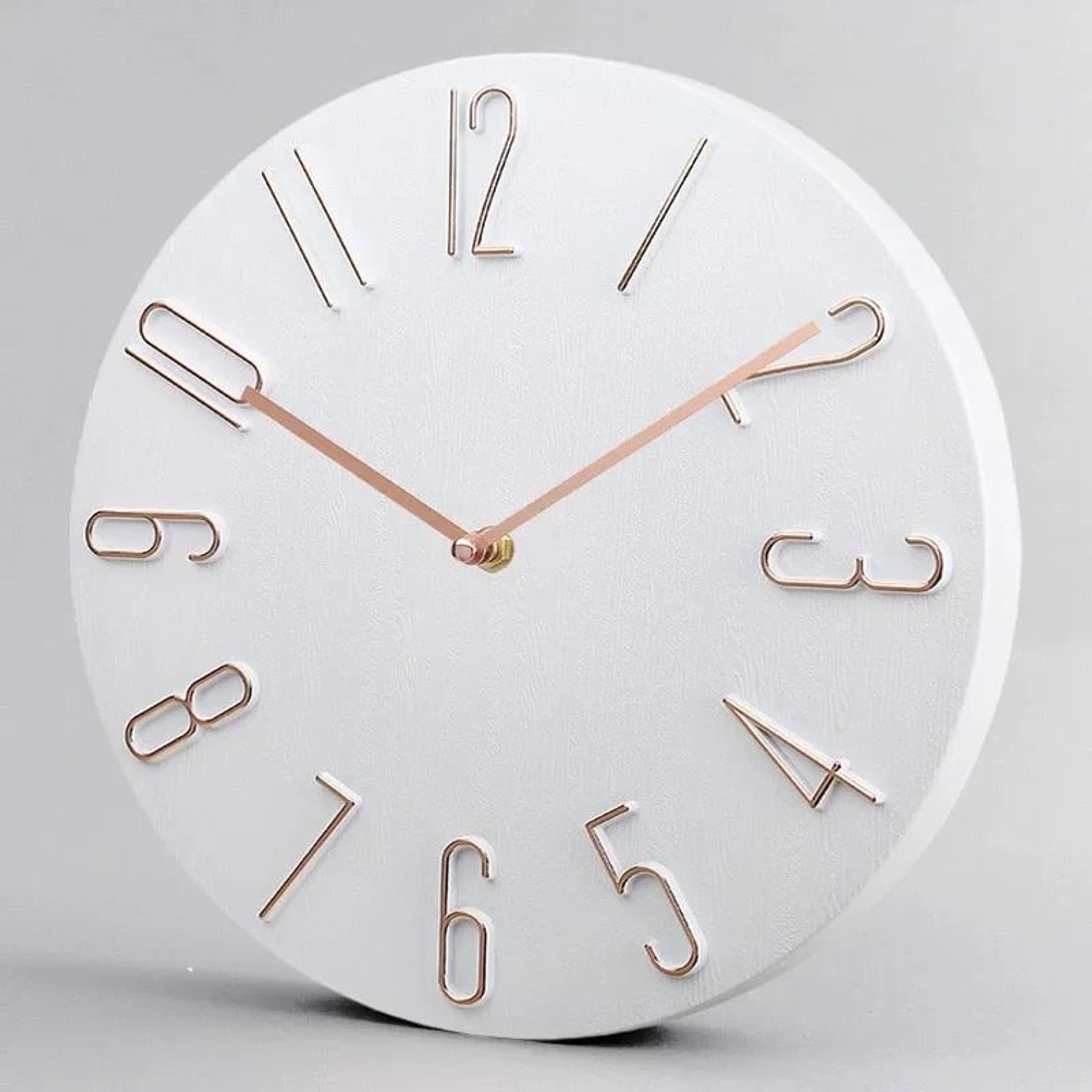 30cm Silent Wall Clock With Rose Gold Numbers 19