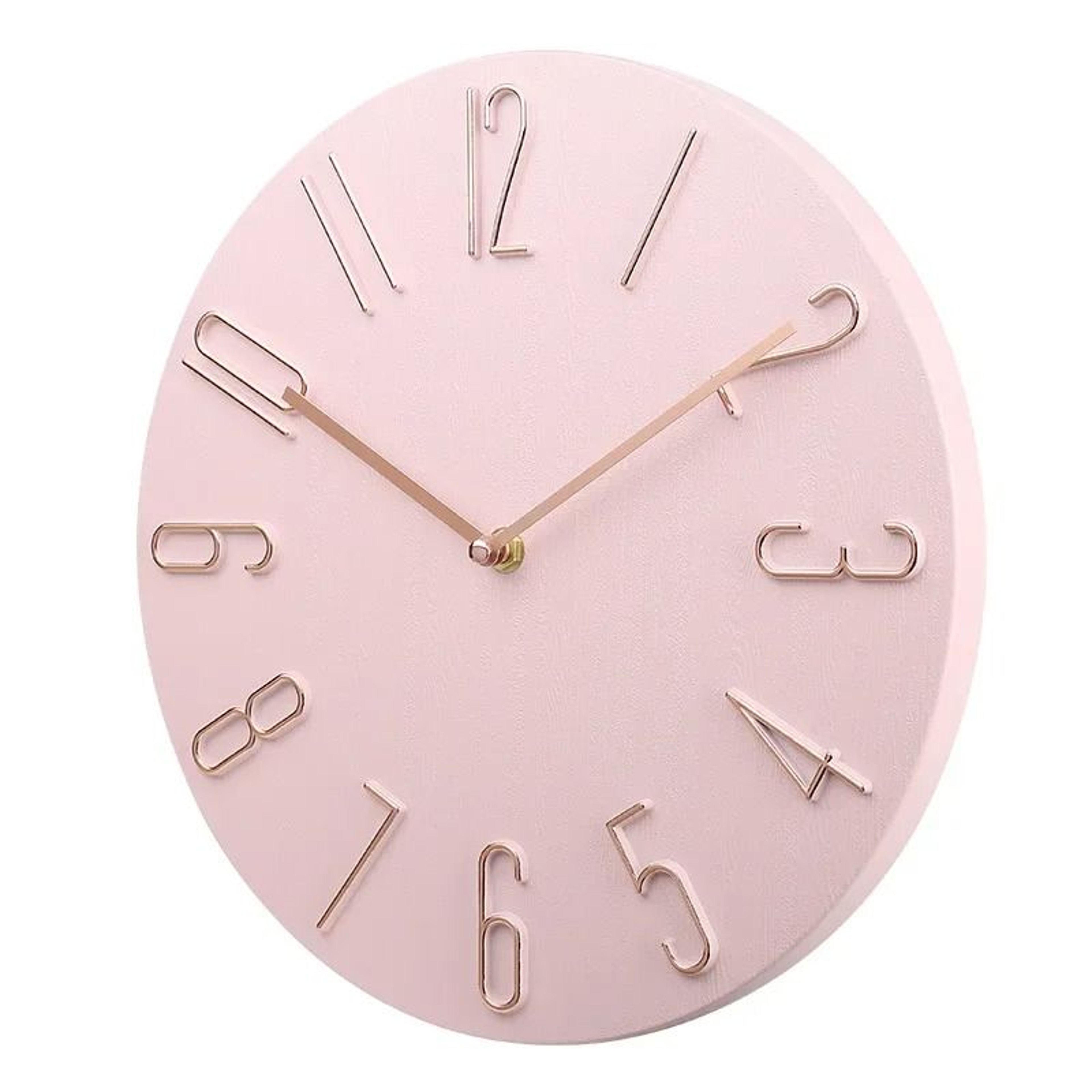 30cm Silent Wall Clock With Rose Gold Numbers 1