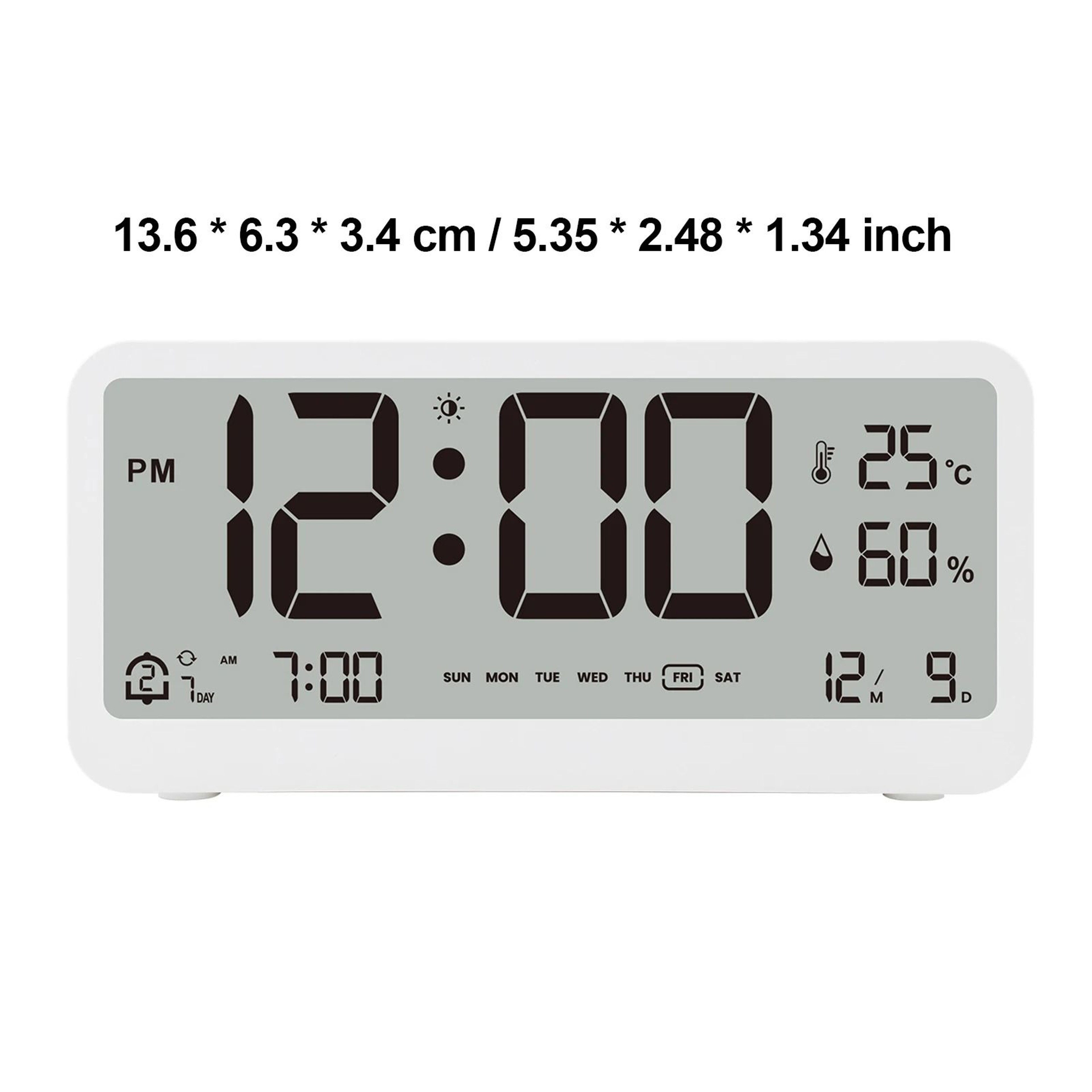 8001EN Digital Alarm Clock With Temperature Humidity Display 3