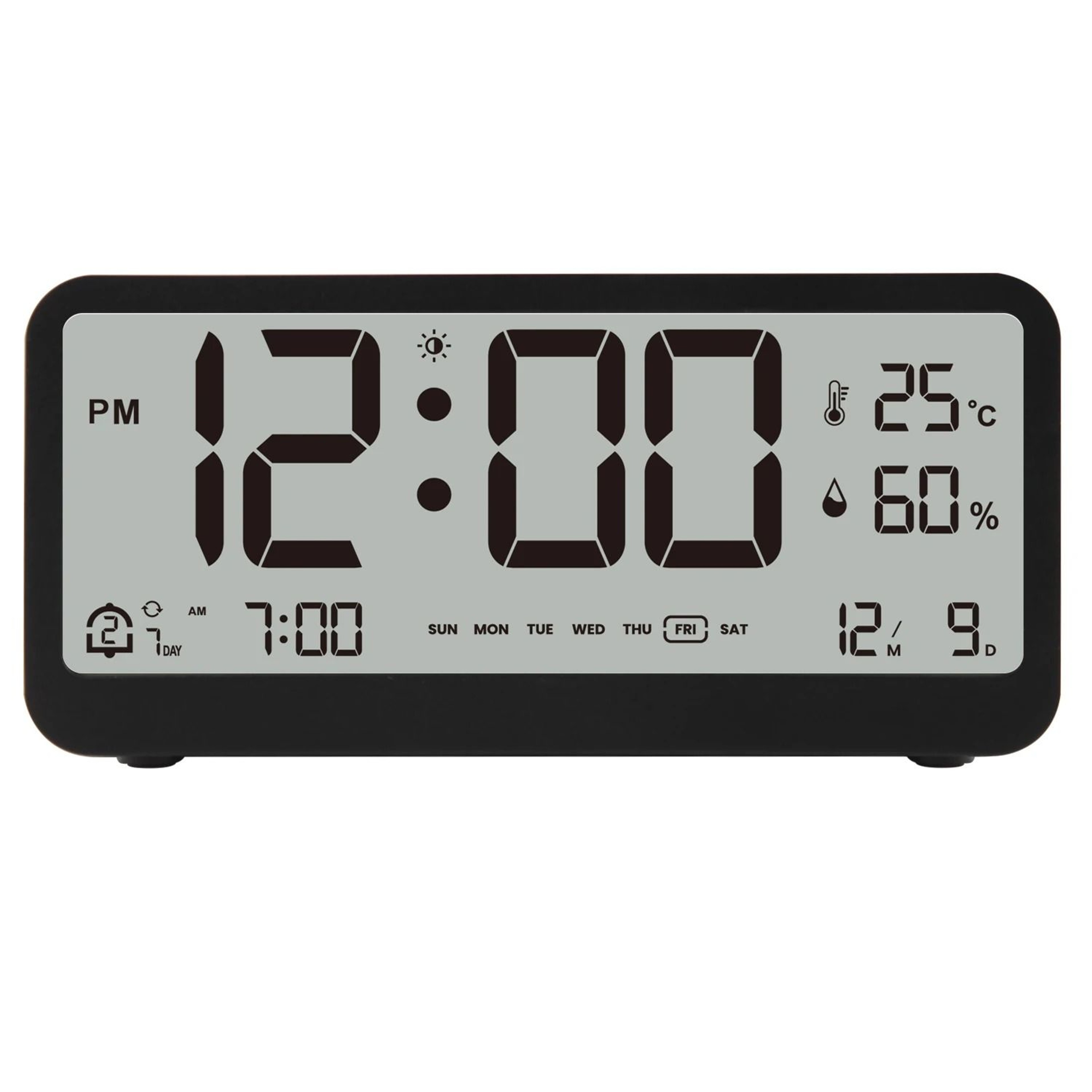 8001EN Digital Alarm Clock With Temperature Humidity Display 1