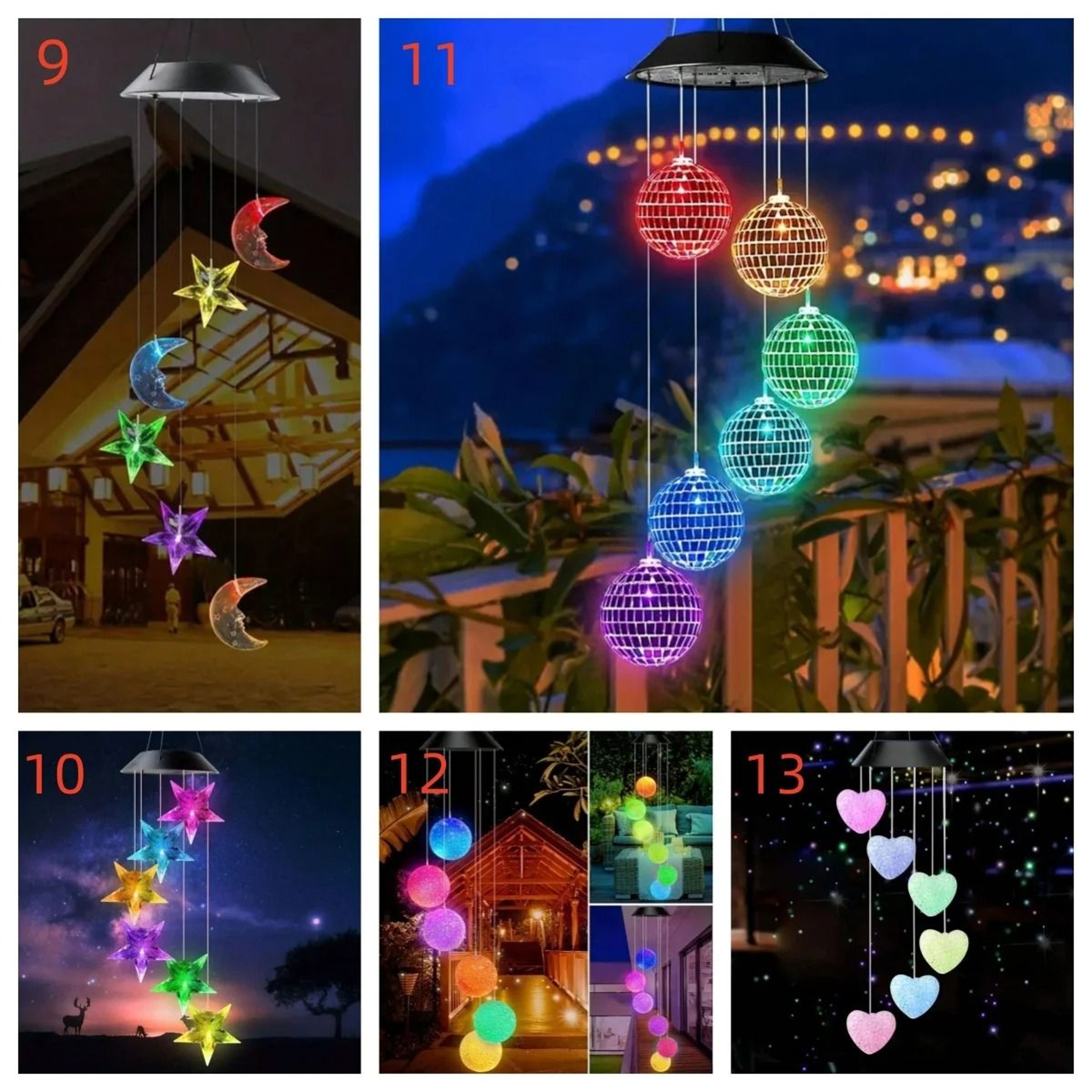 Solar Color Changing Wind Chimes With 6 LED Lights 17