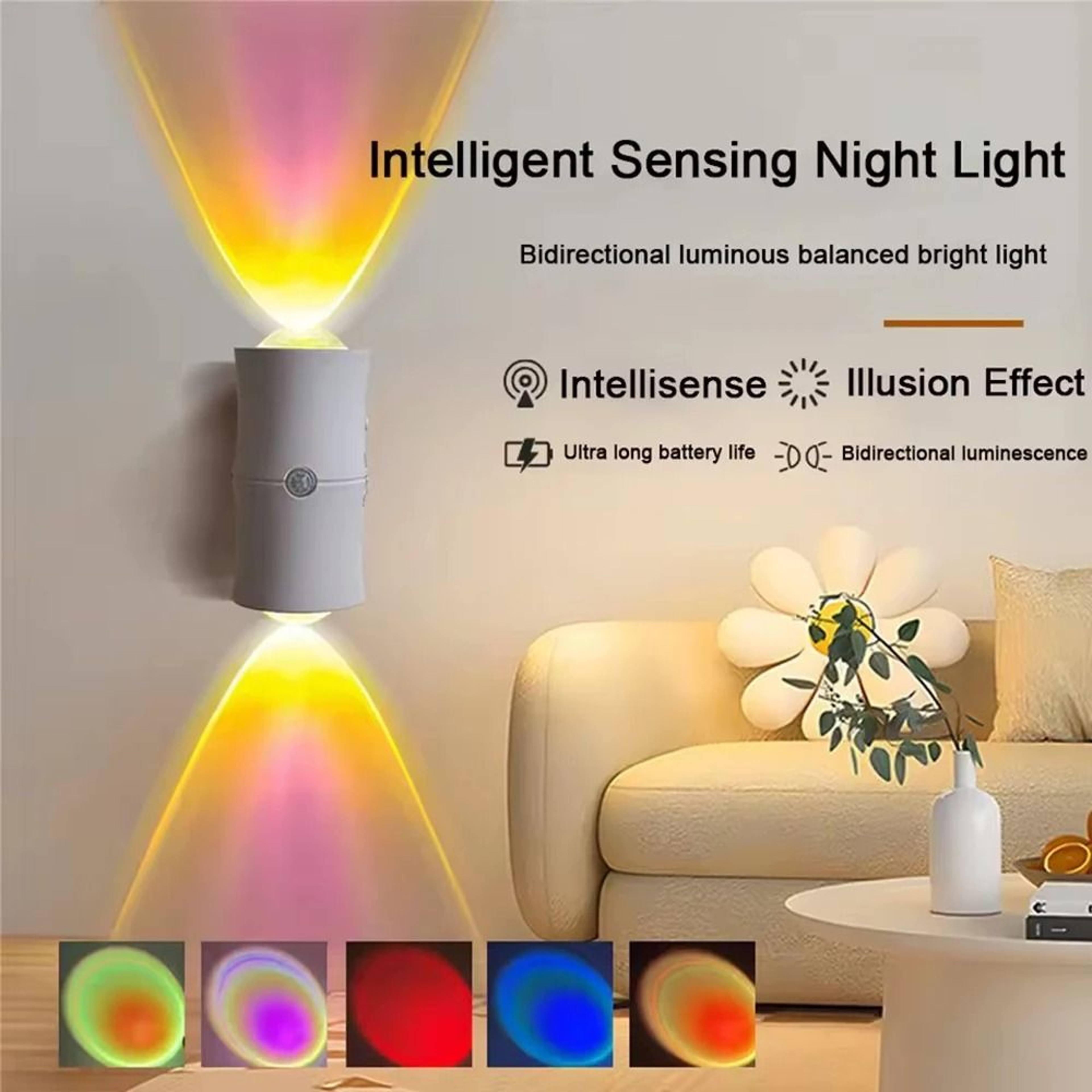RGB Motion Sensor Night Light With Dual Head LED Design 7