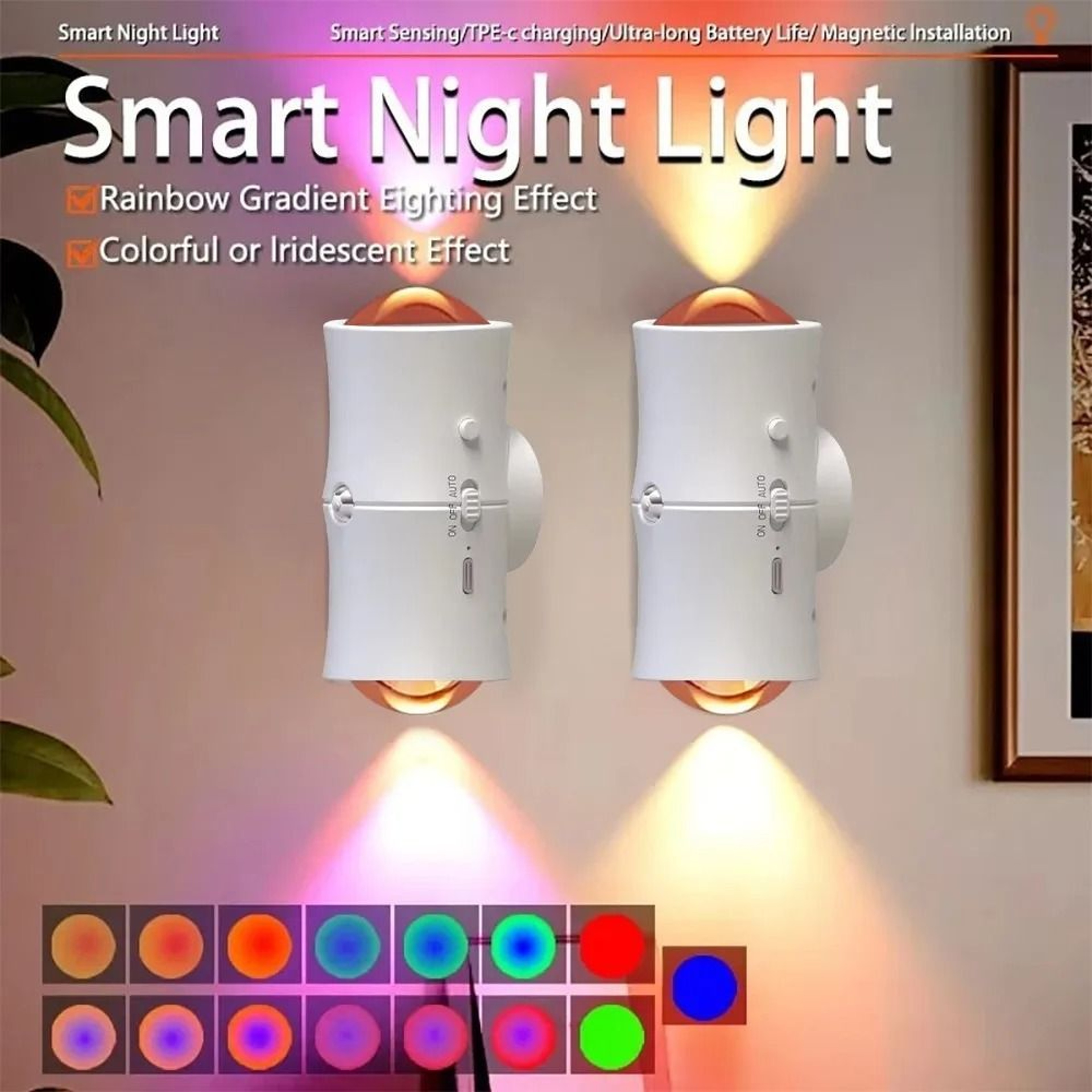 RGB Motion Sensor Night Light With Dual Head LED Design 6