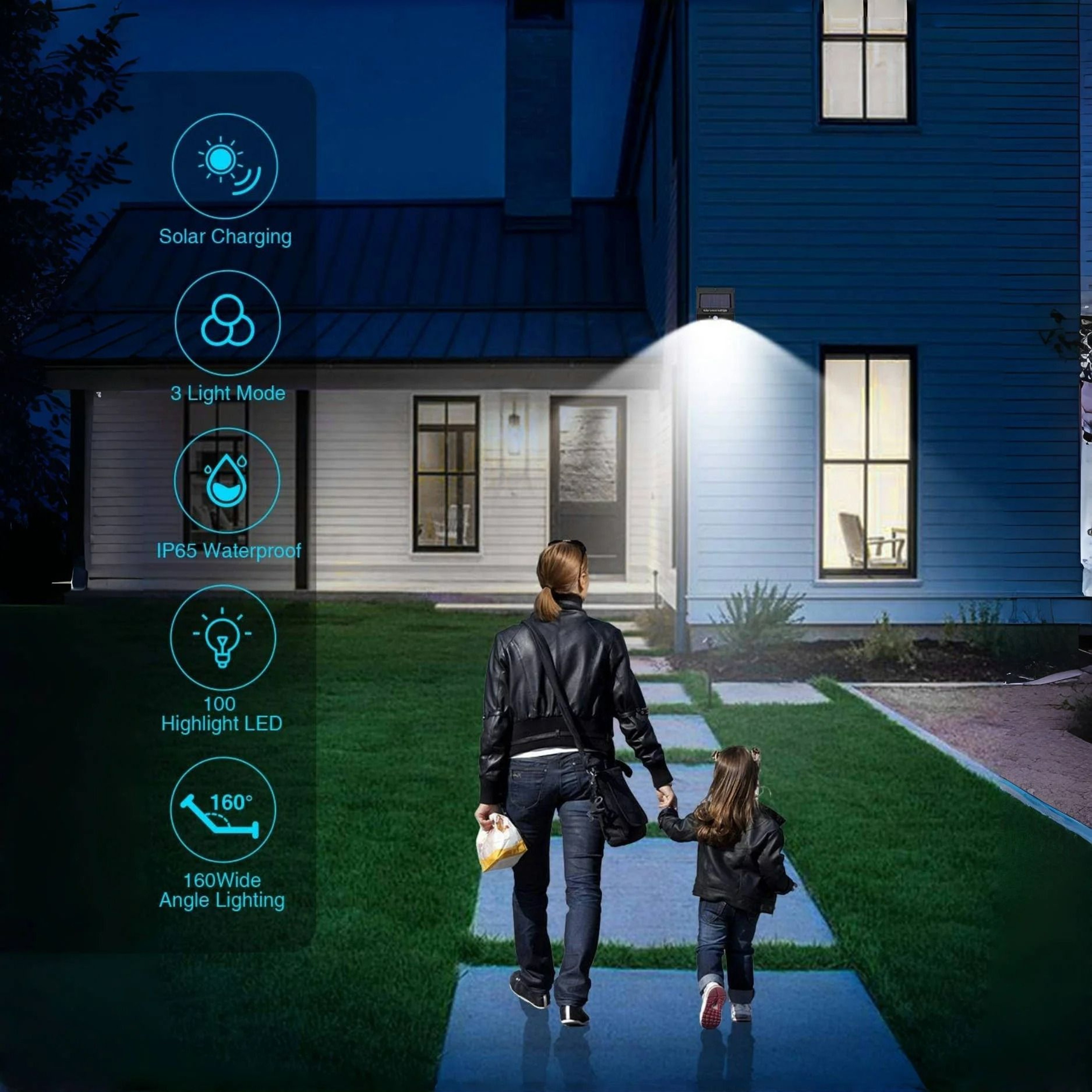 100 LED Solar Motion Sensor Light With 3 Lighting Modes 6