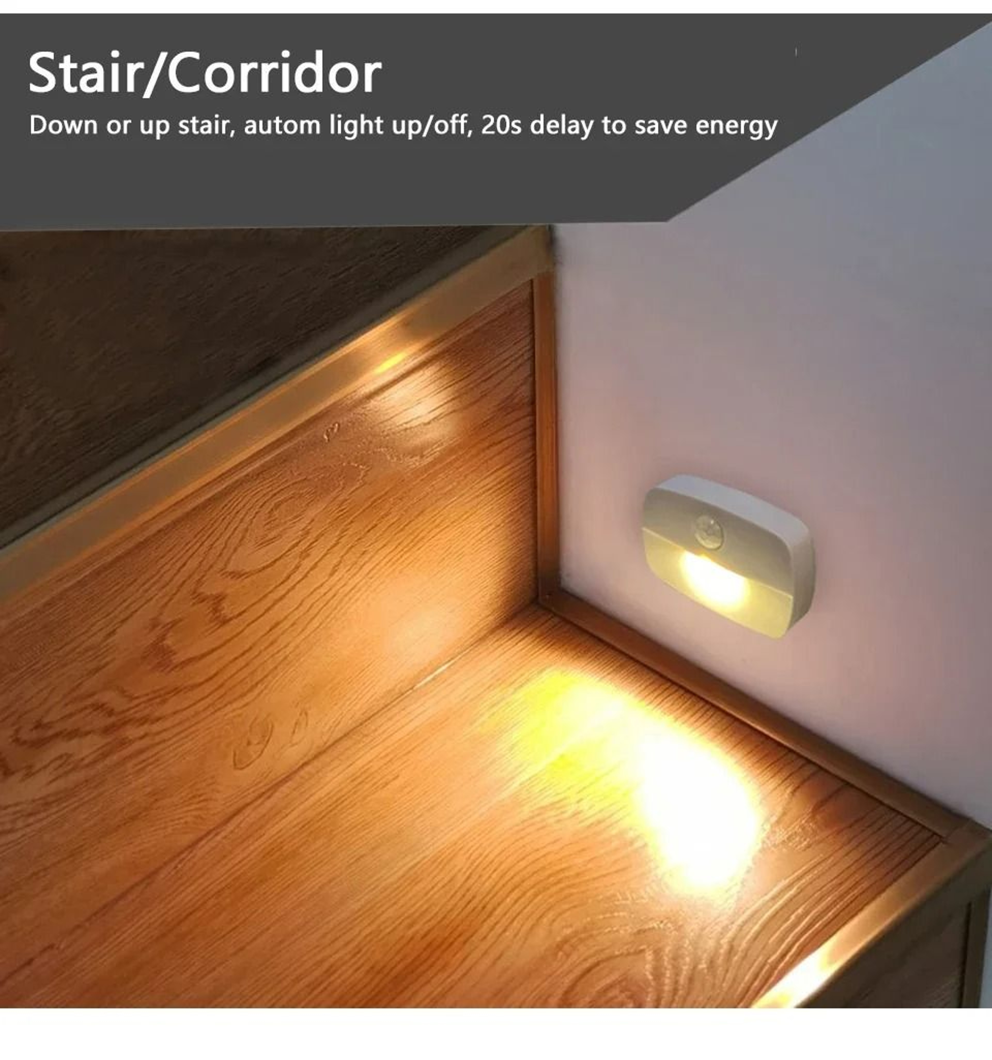 Mini Motion Sensor Night Light AAA Battery Powered LED Lamp 5