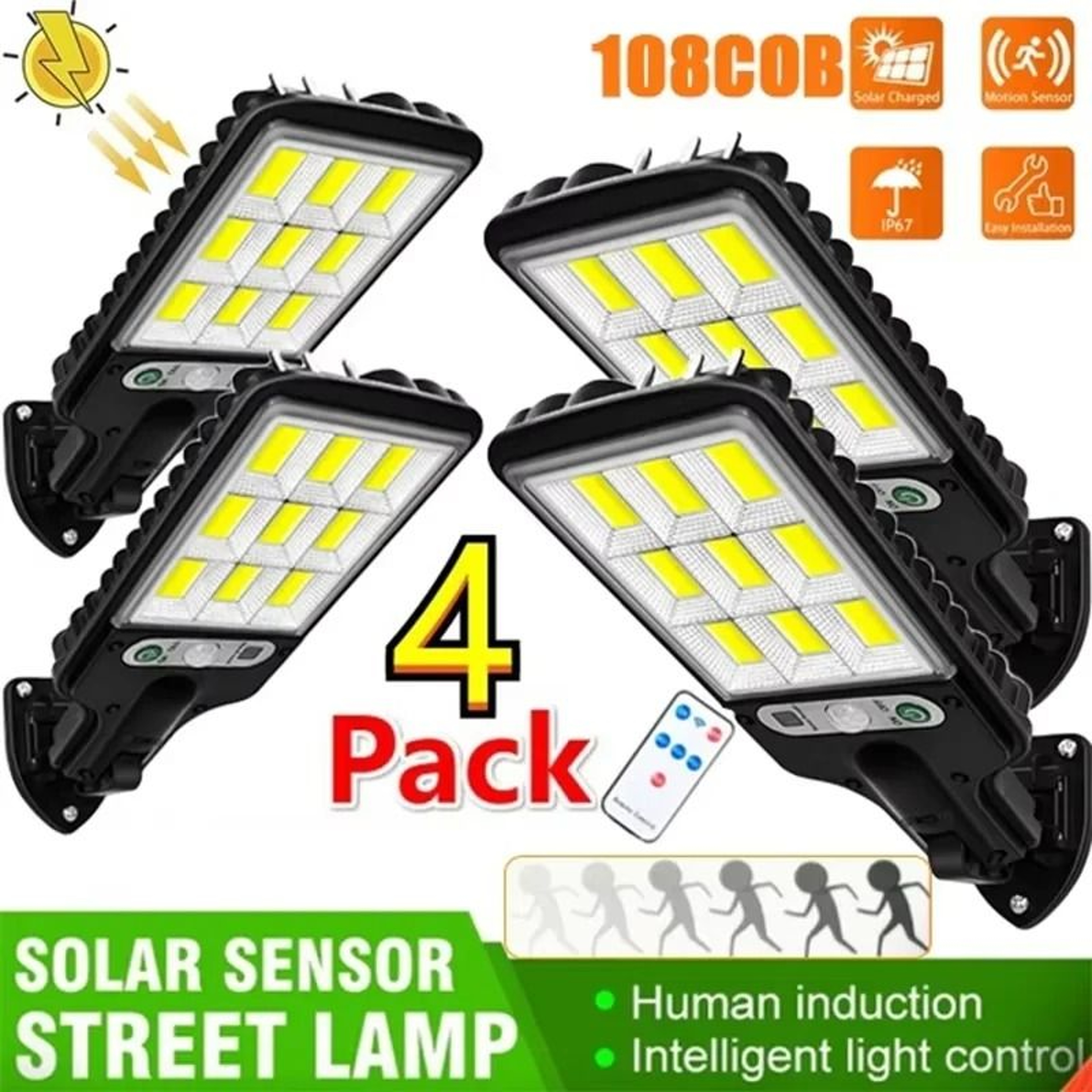 200 COB Solar Motion Sensor Security Light With 3 Lighting Modes 0