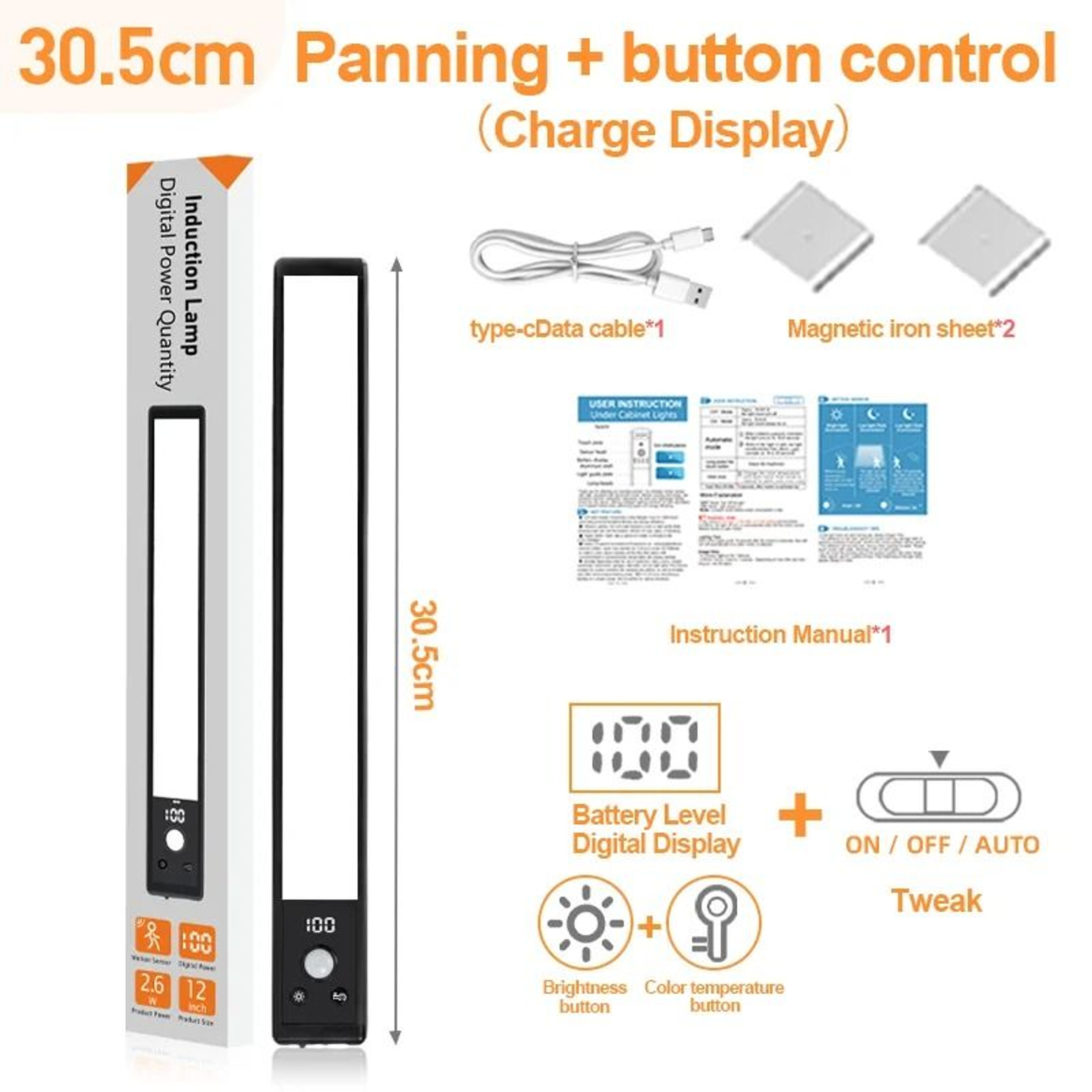Wireless Motion Sensor Cabinet Light USB Rechargeable LED Bar 5