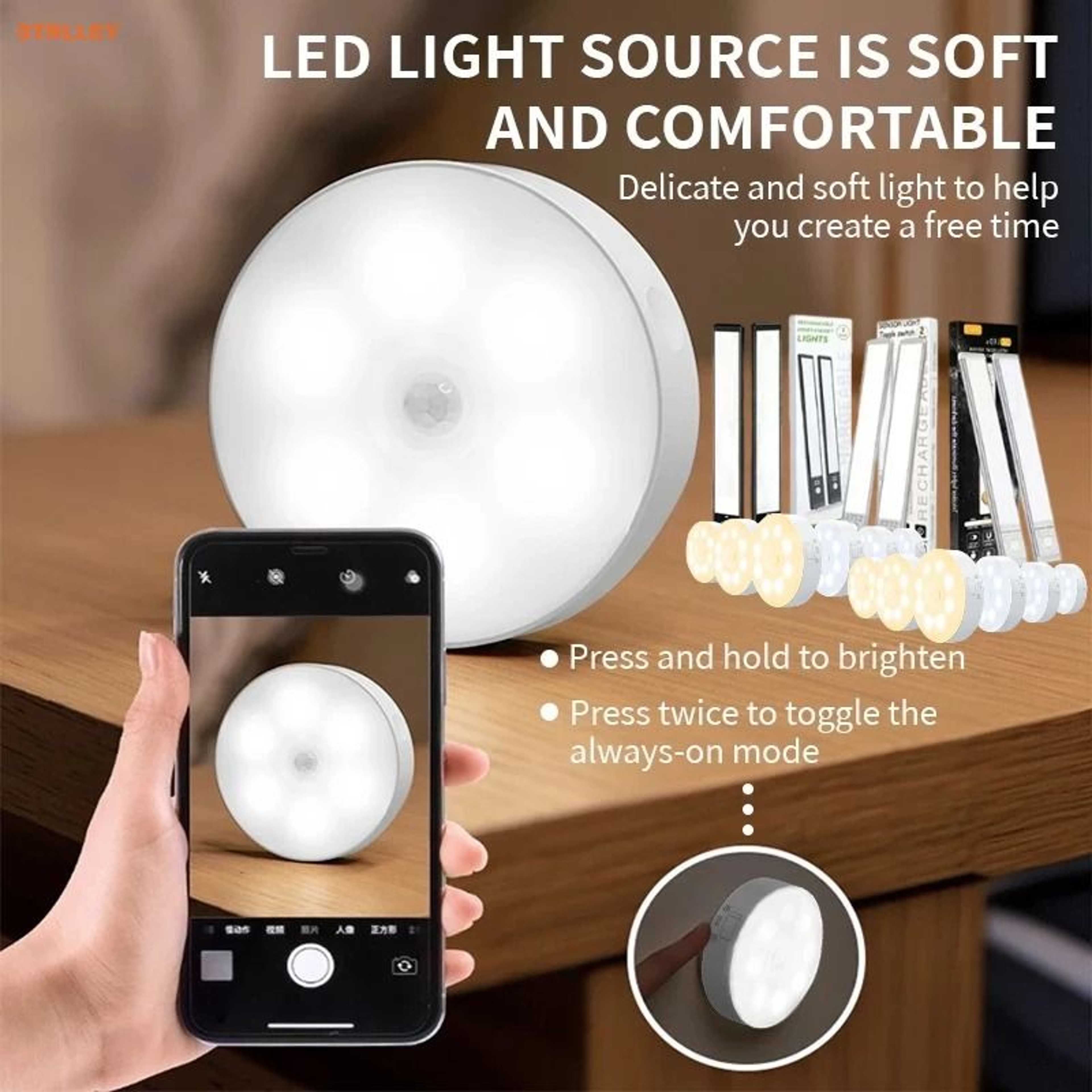 Rechargeable LED Motion Sensor Night Light For Bedroom And Wardrobe 26