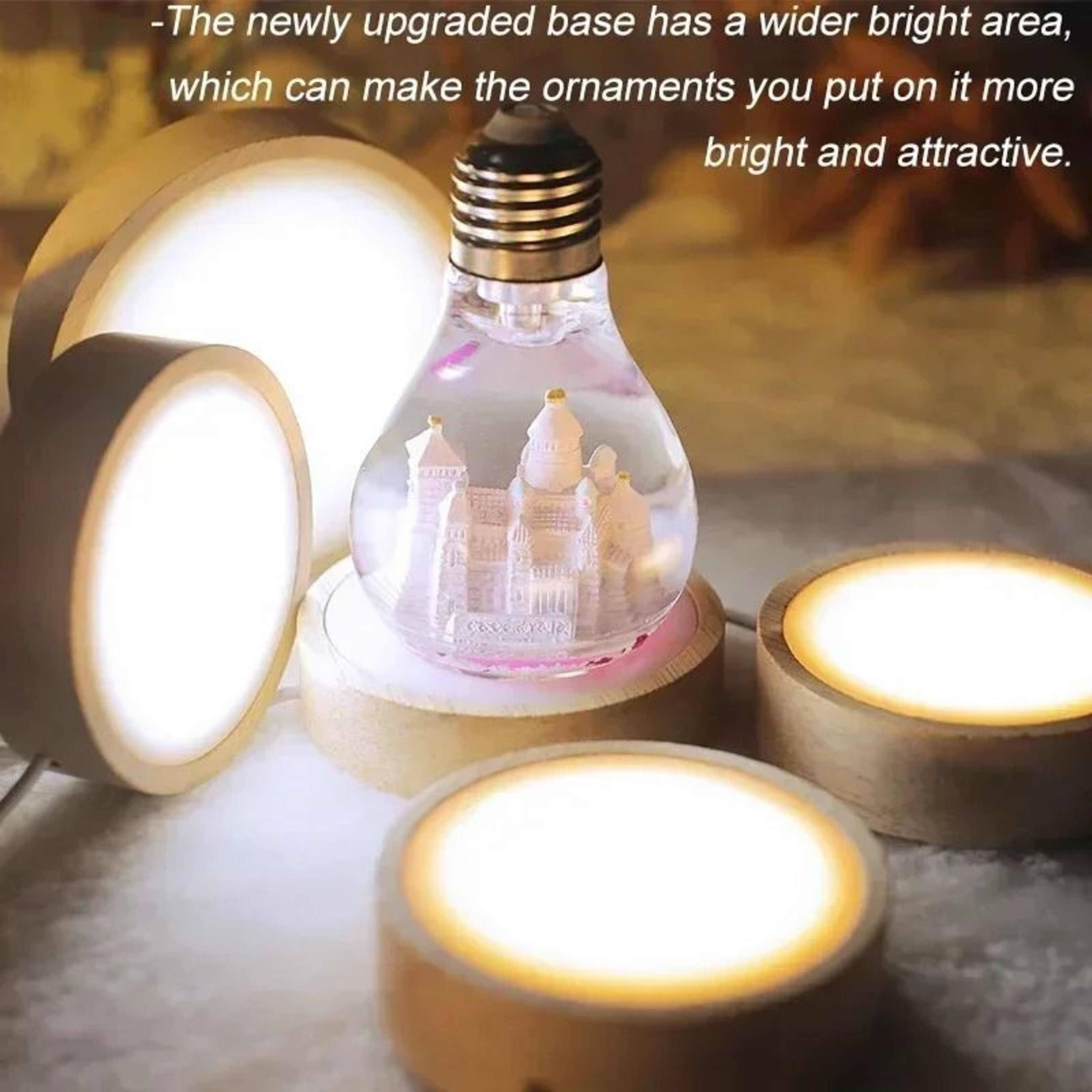 Round Wooden LED Light Base For Crystal Ball And Acrylic Display 11