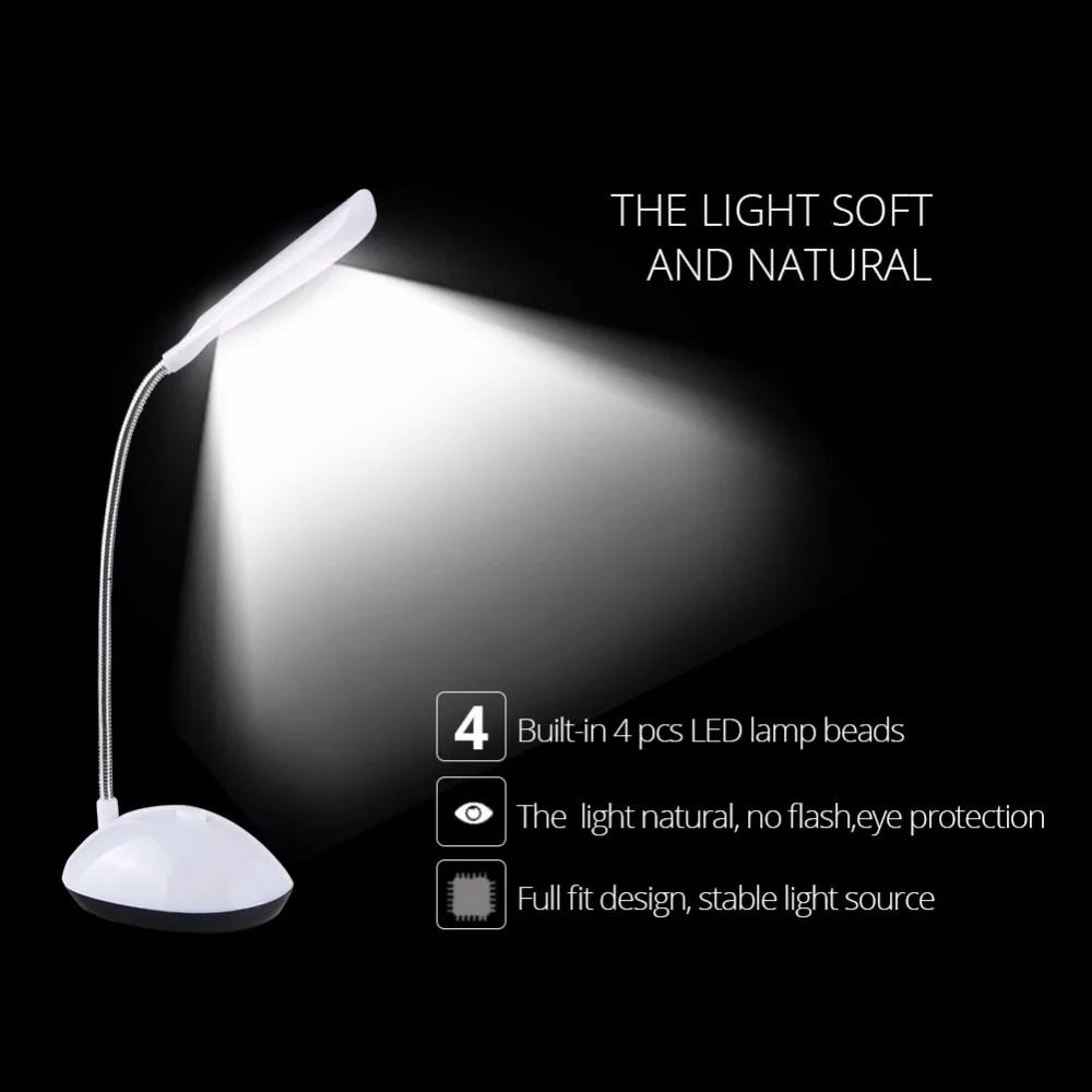 Mini LED Desk Lamp AAA Battery Powered Flexible Study Light 9