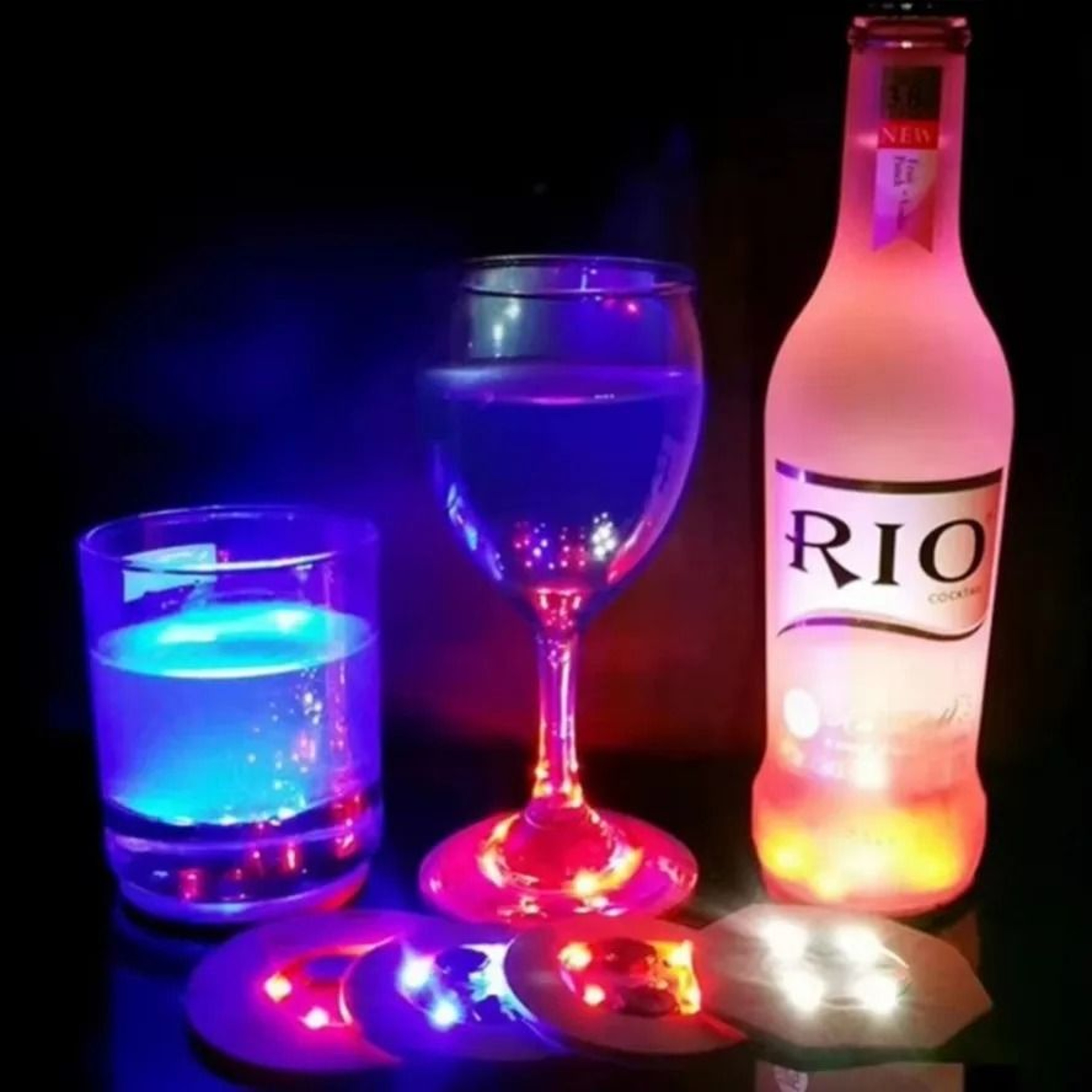 Light Up Coasters 3Mode Battery Powered Drink Pads 14