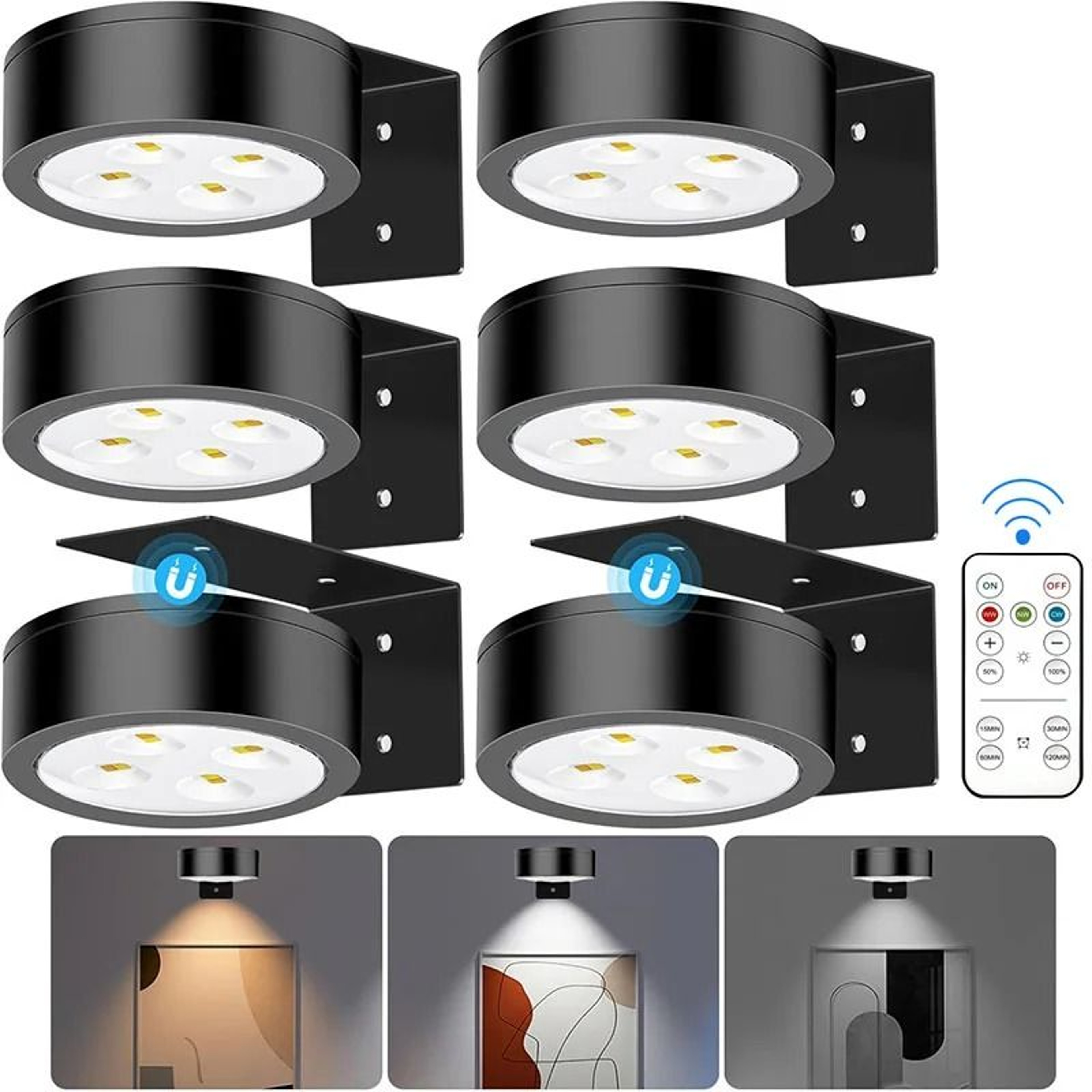 Magnetic Battery Operated Picture Light With Remote And Timer 0